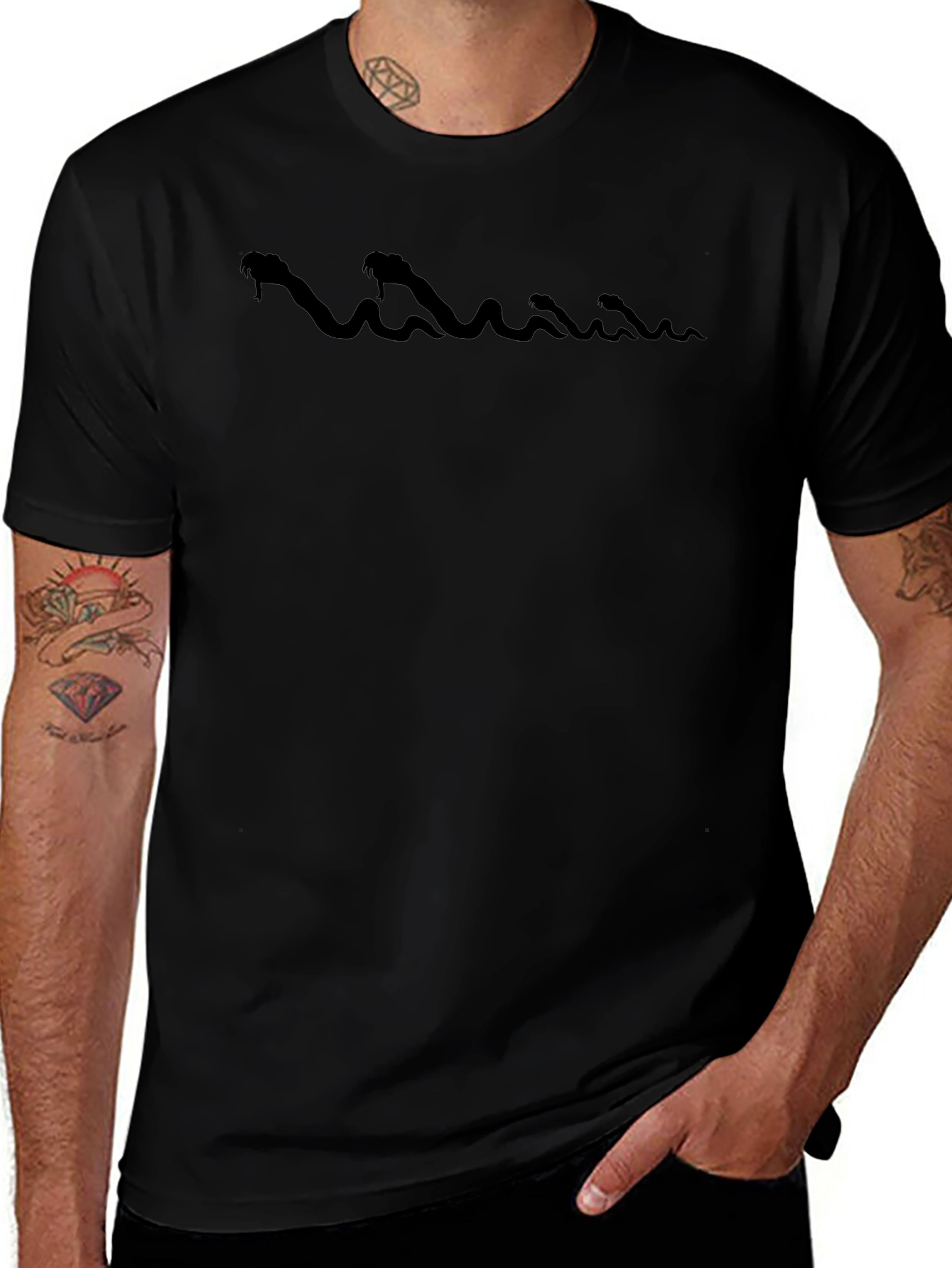 Mens Black Snake Graphic Tee - Stylish & Comfortable