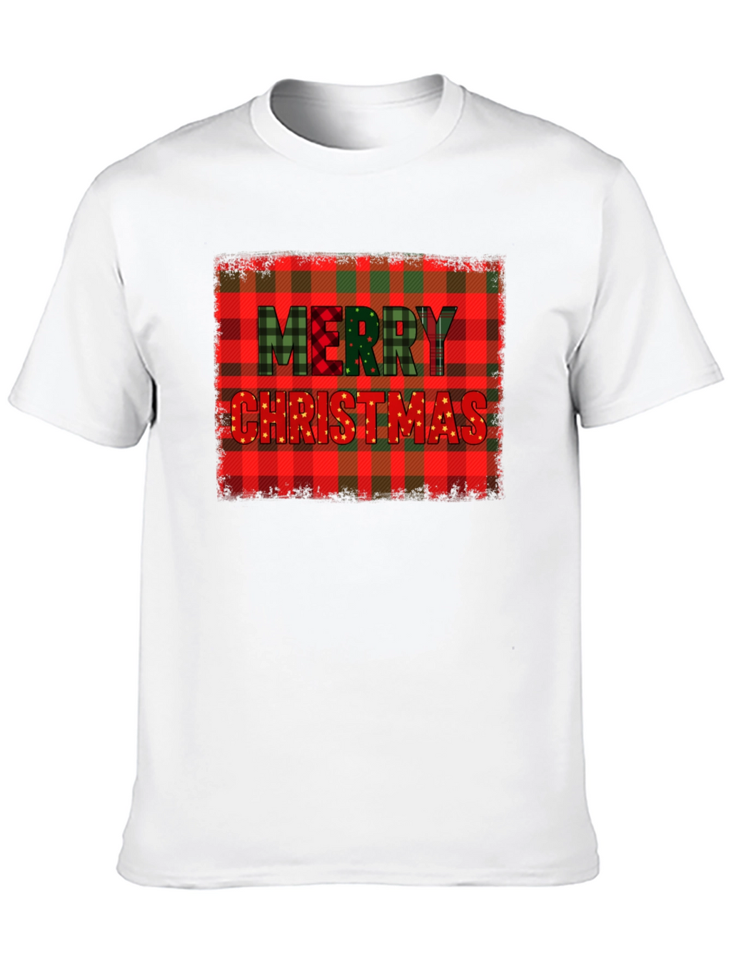 Merry Christmas Plaid Graphic T-Shirt