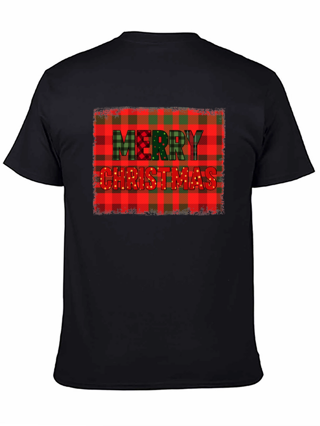 Merry Christmas Plaid Graphic T-Shirt