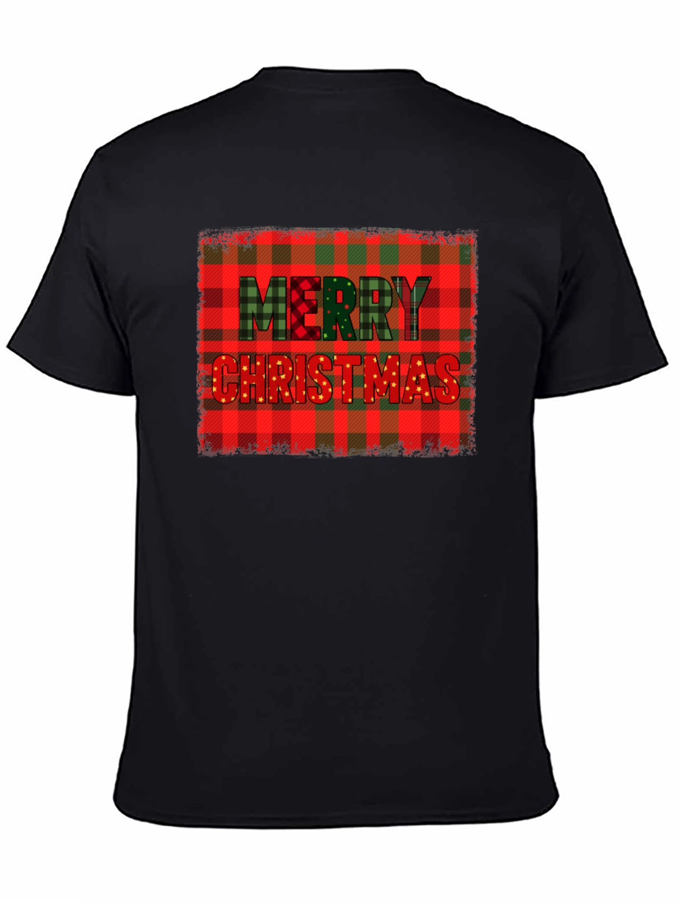 Merry Christmas Plaid Graphic T-Shirt