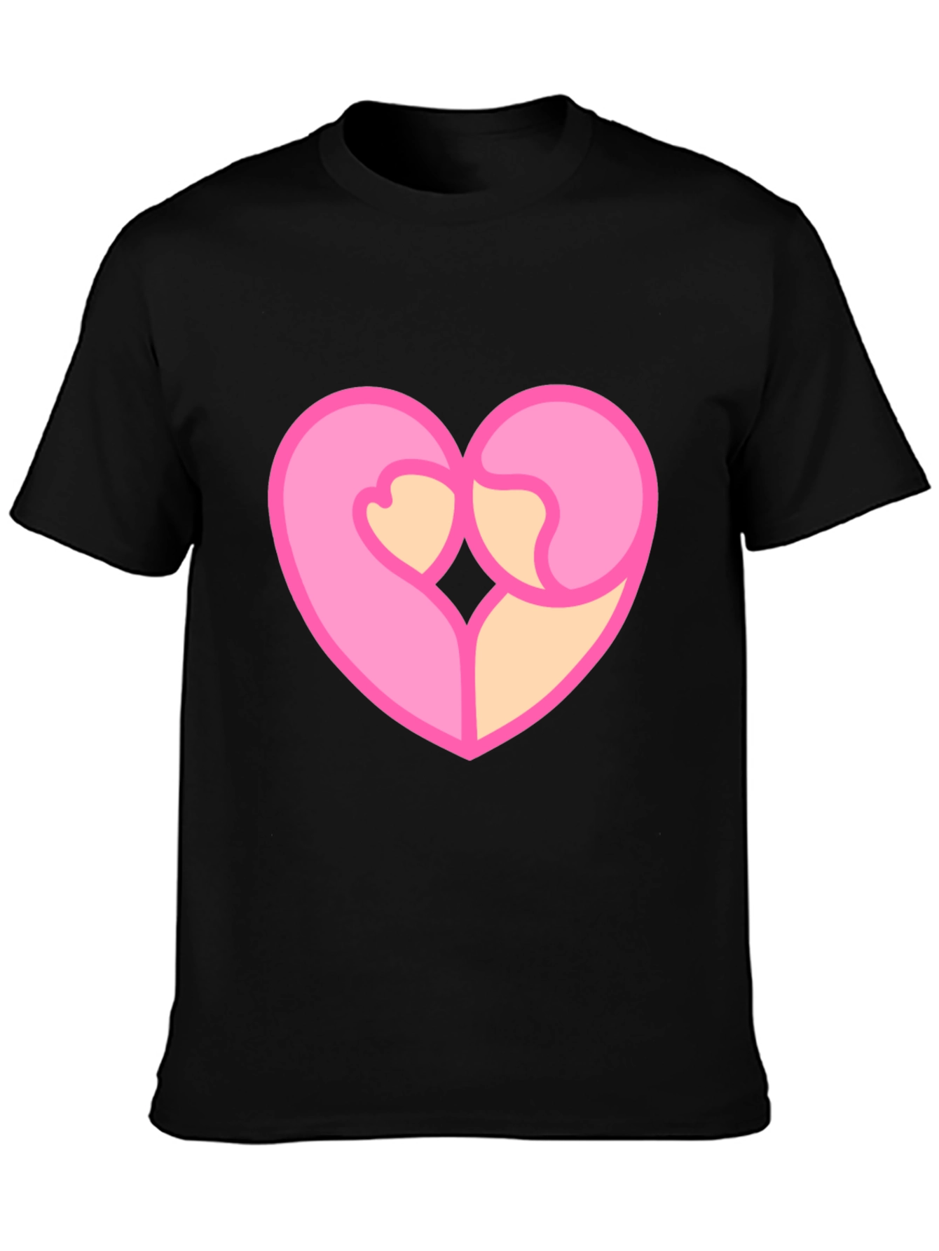 Heart Hug Graphic Tee - Black Cotton Blend