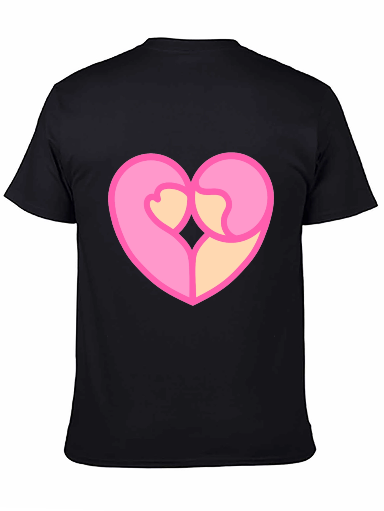 Heart Hug Graphic Tee - Black Cotton Blend