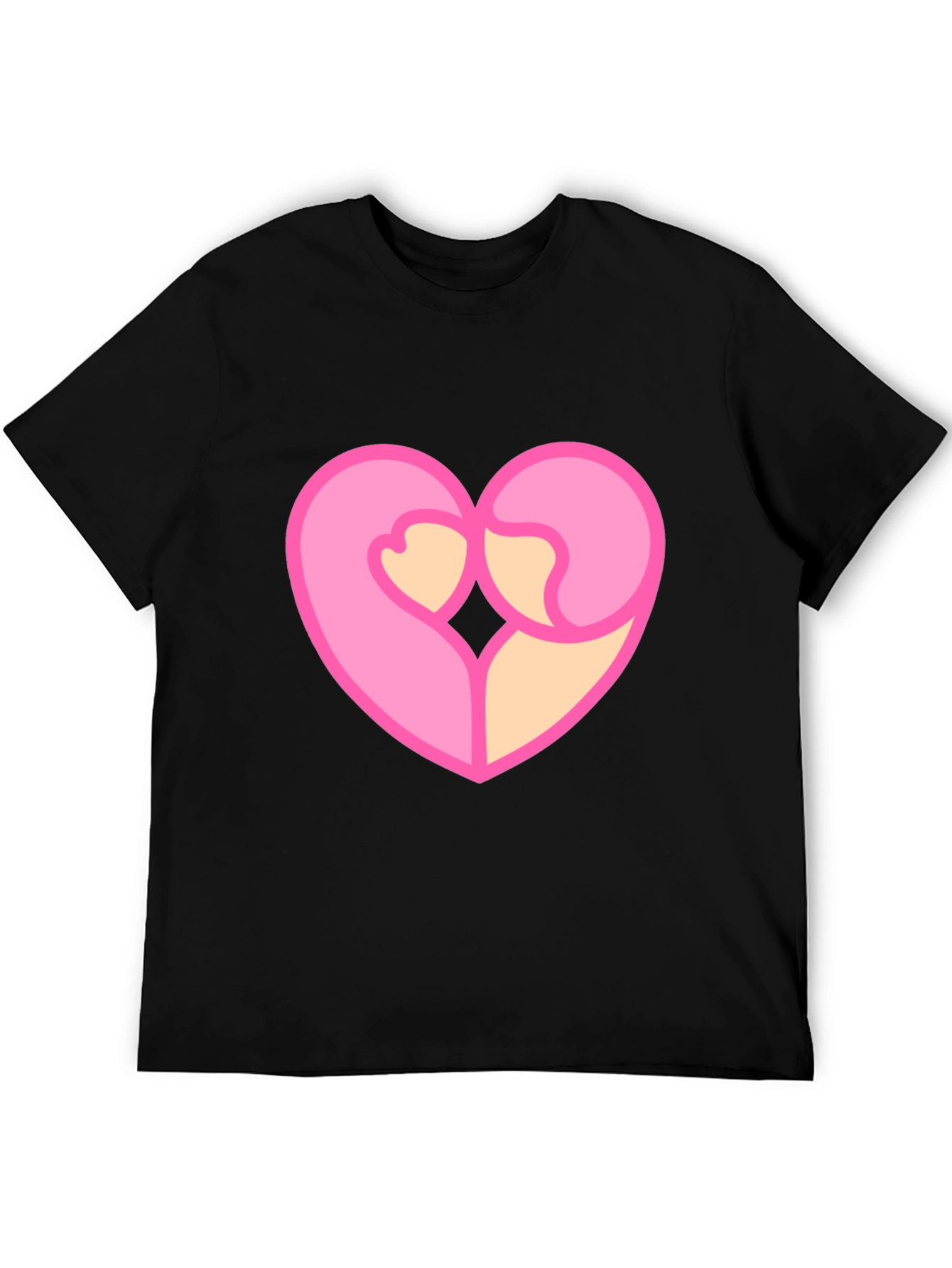 Heart Hug Graphic Tee - Black Cotton Blend