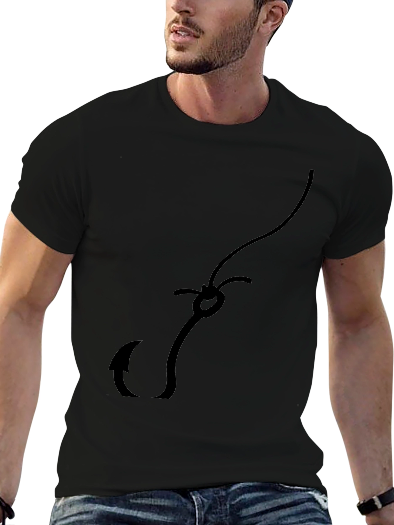 Fishing Hook Graphic Tee - Casual Style