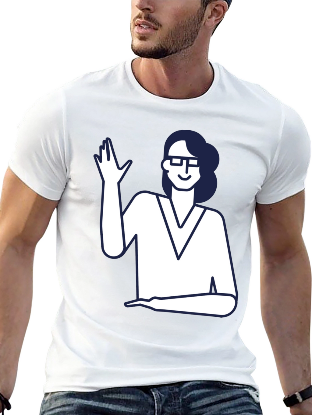 Nerdy Waving Woman Graphic Tee