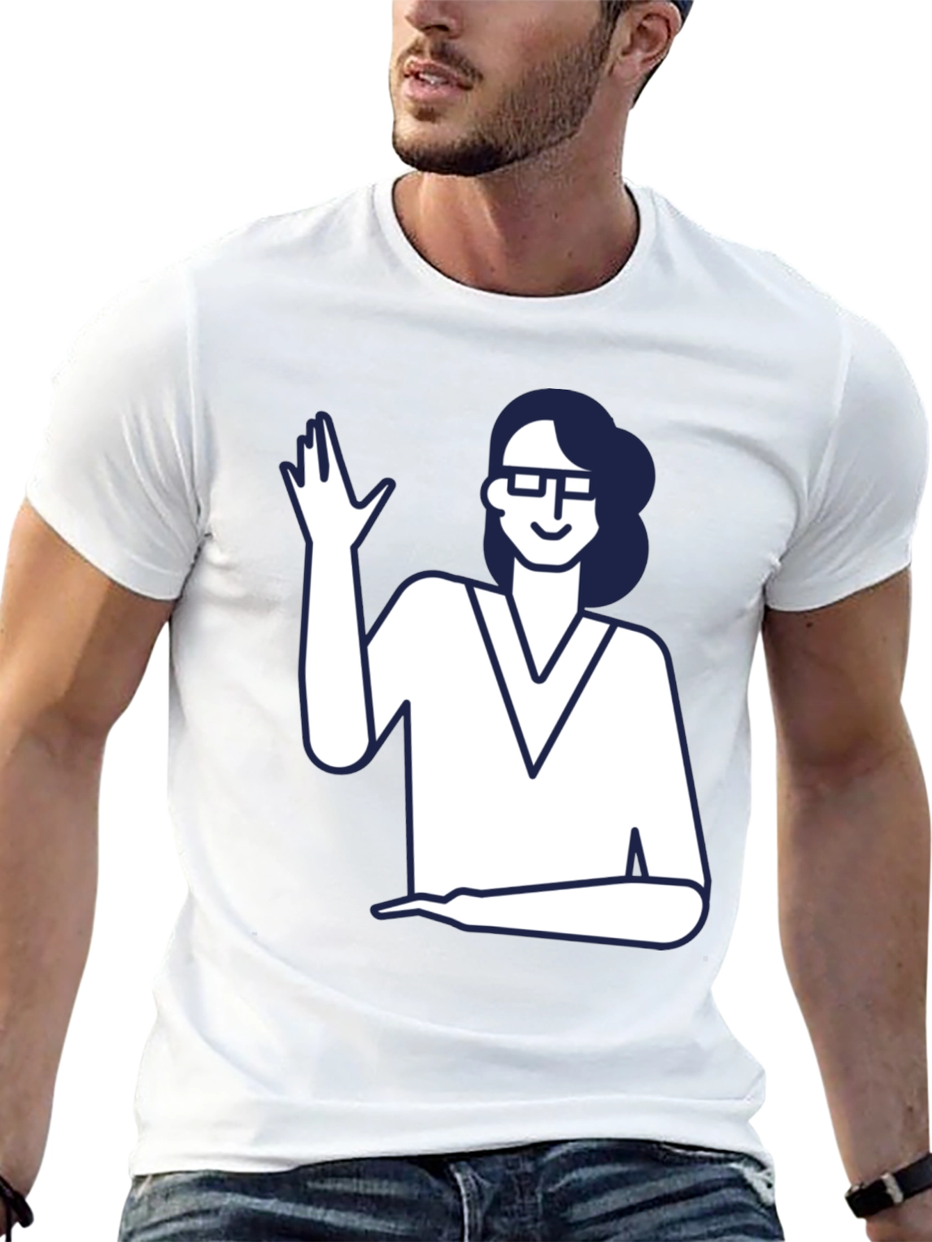 Nerdy Waving Woman Graphic Tee