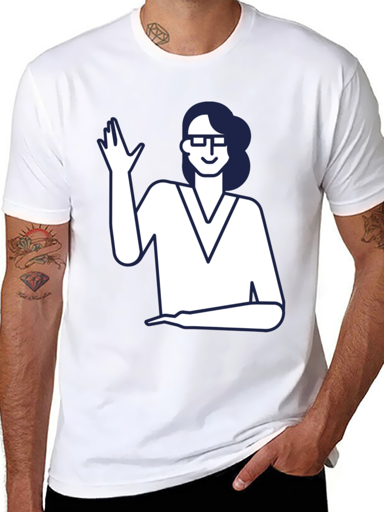 Nerdy Waving Woman Graphic Tee
