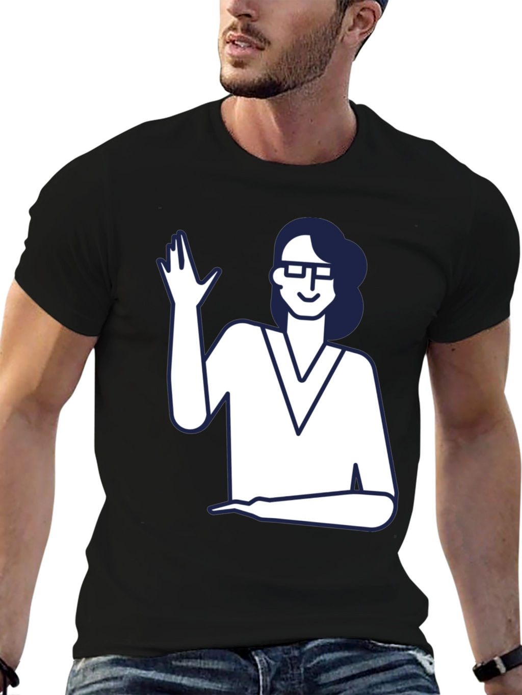 Nerdy Waving Woman Graphic Tee