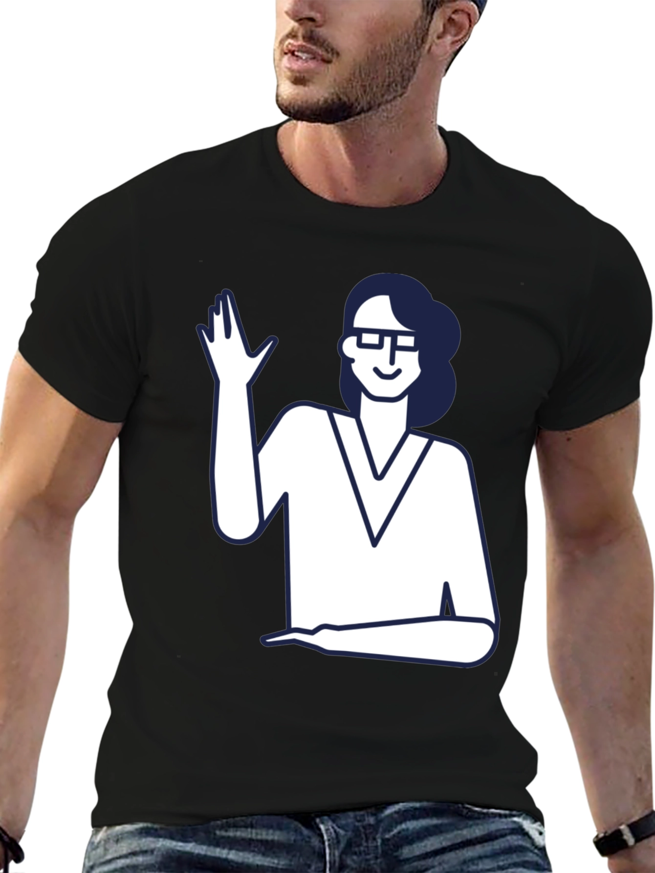 Nerdy Waving Woman Graphic Tee