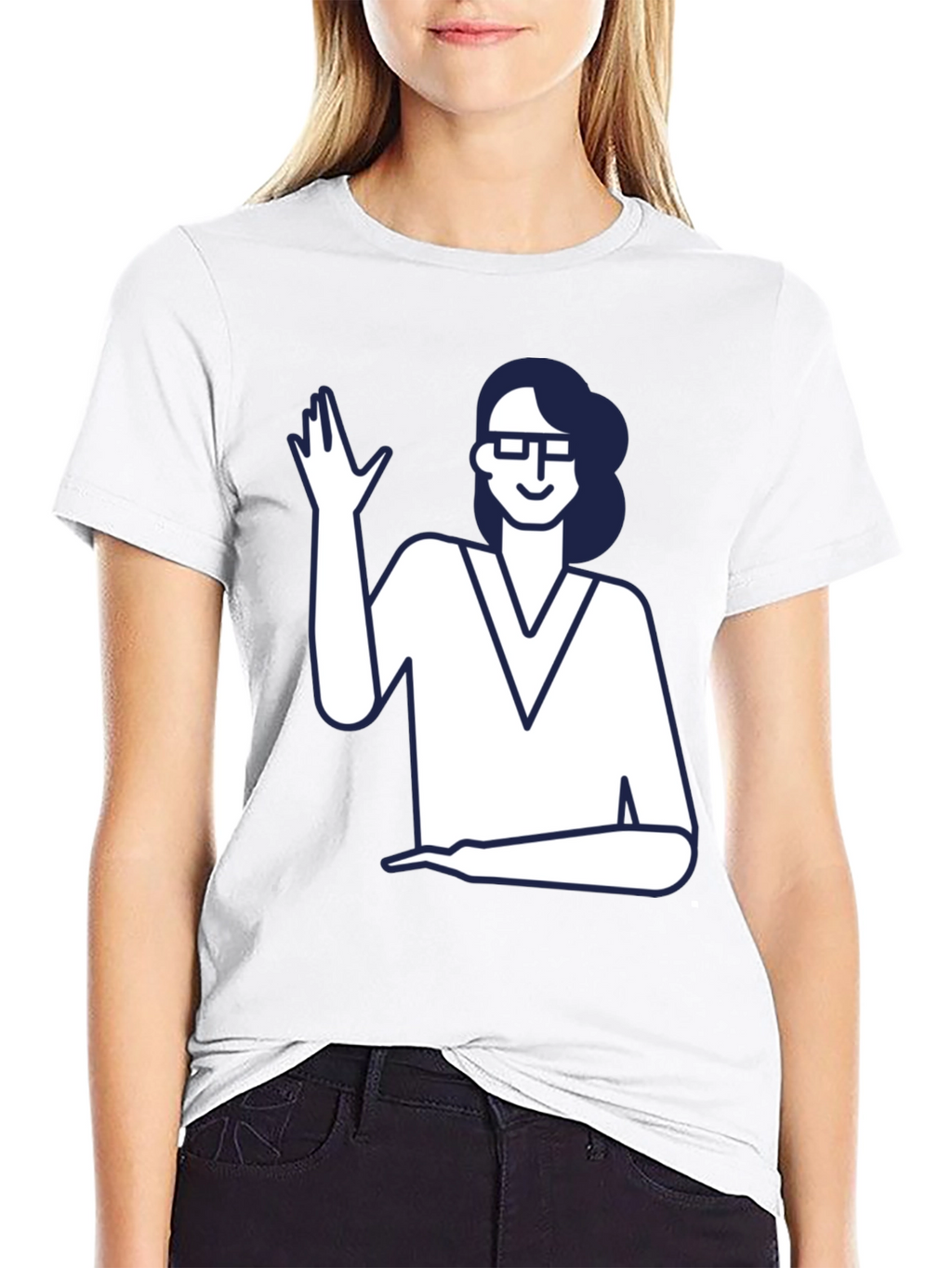 Nerdy Waving Woman Graphic Tee