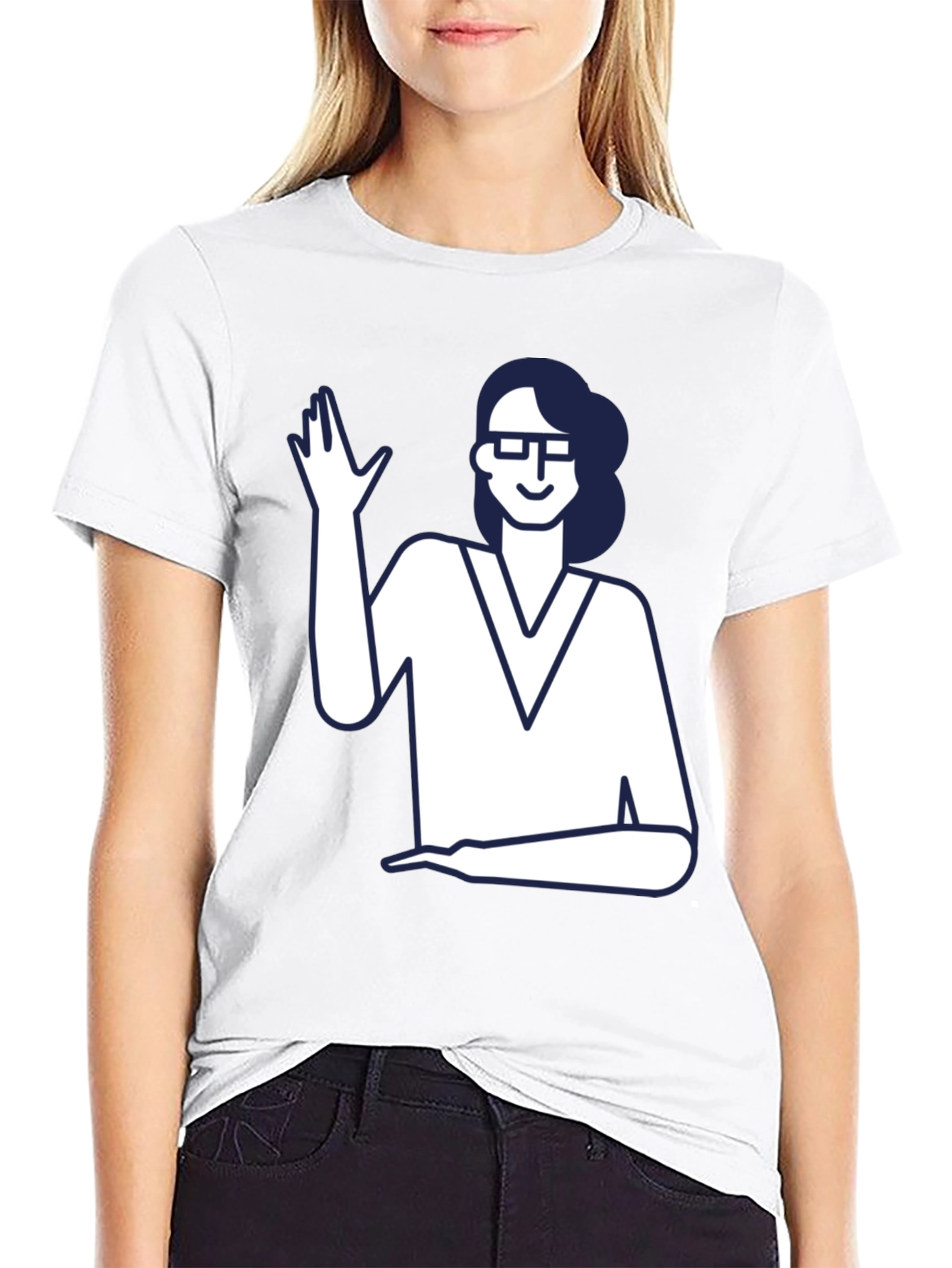 Nerdy Waving Woman Graphic Tee