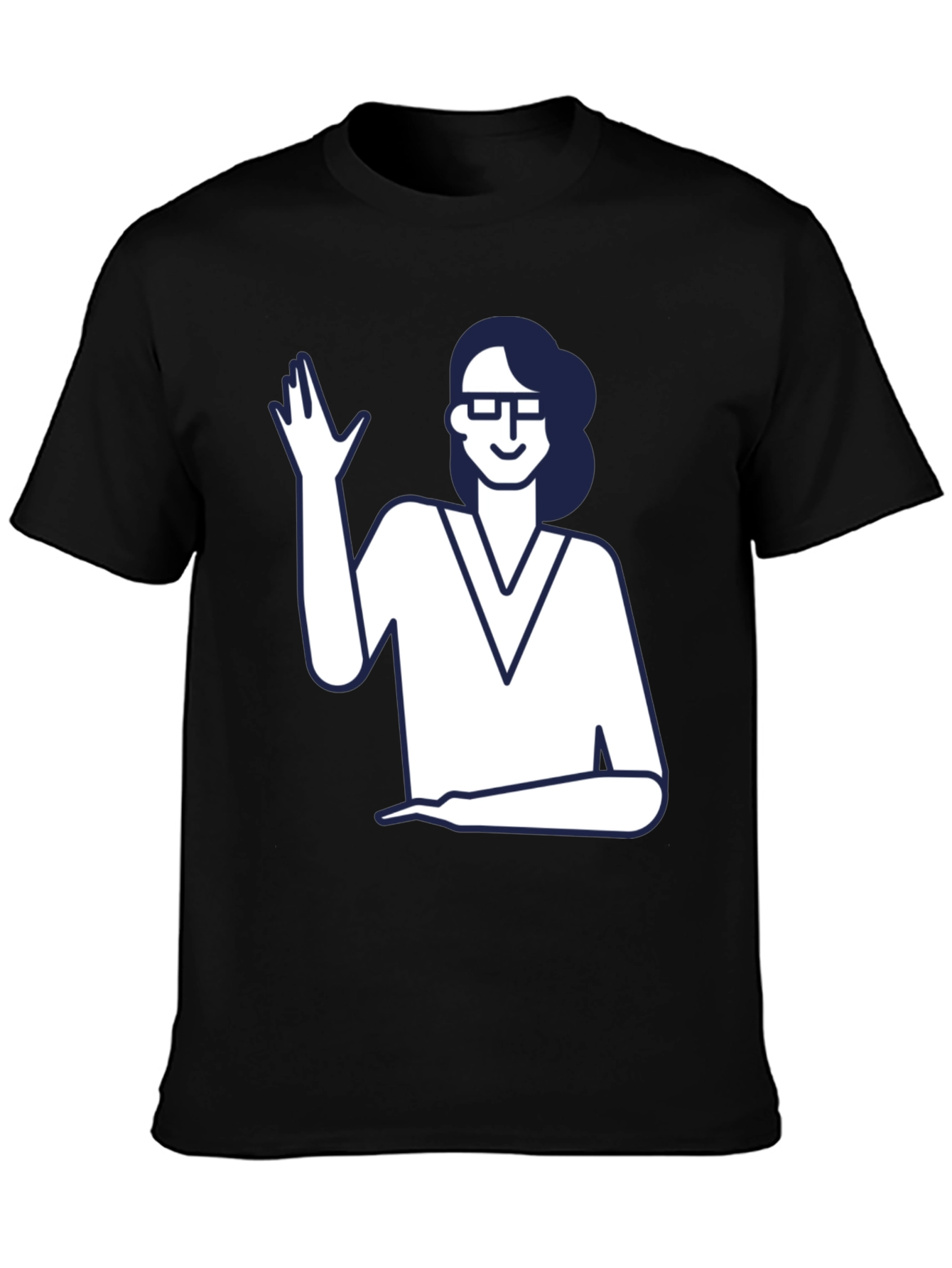 Nerdy Waving Woman Graphic Tee