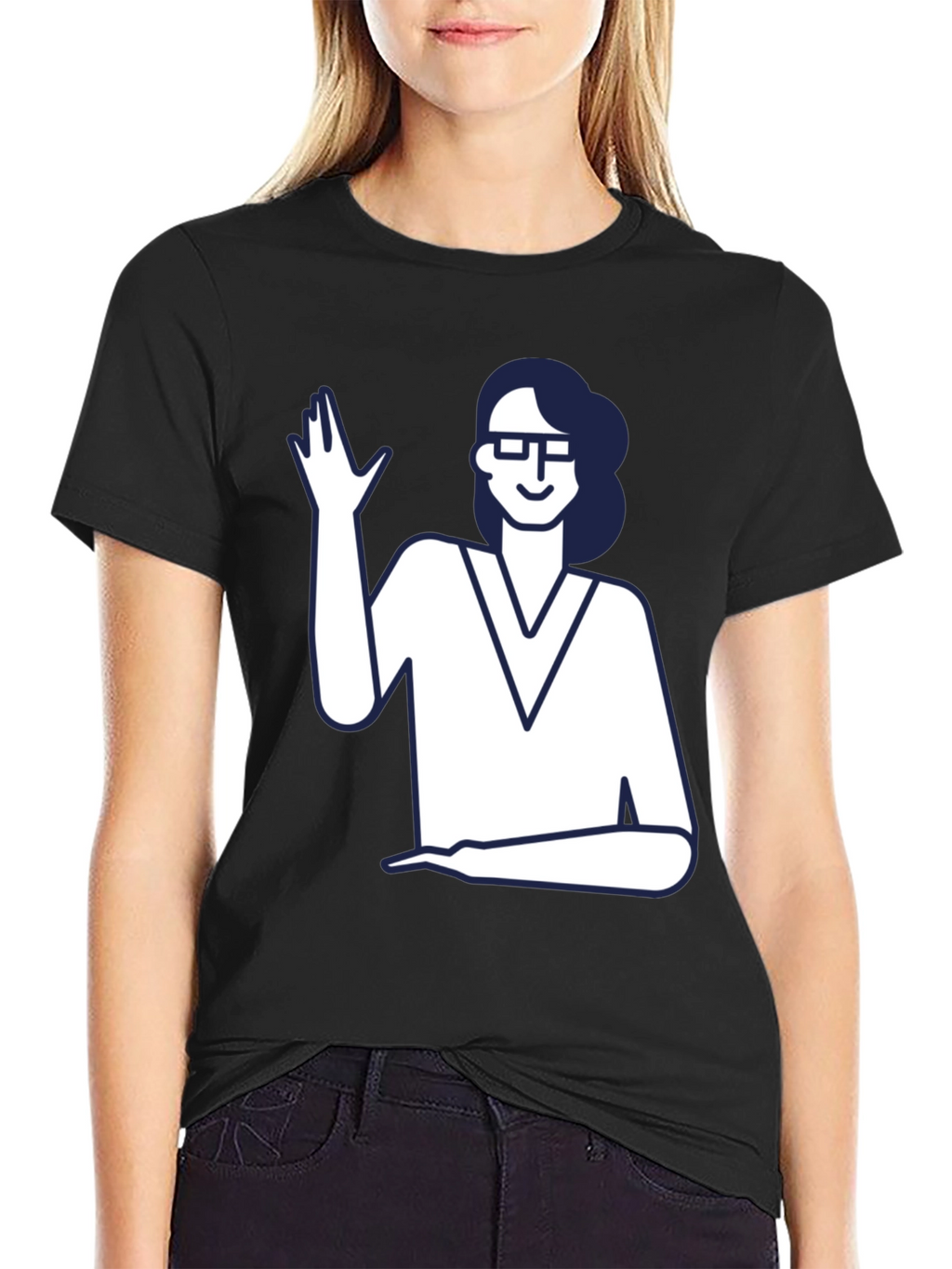 Nerdy Waving Woman Graphic Tee