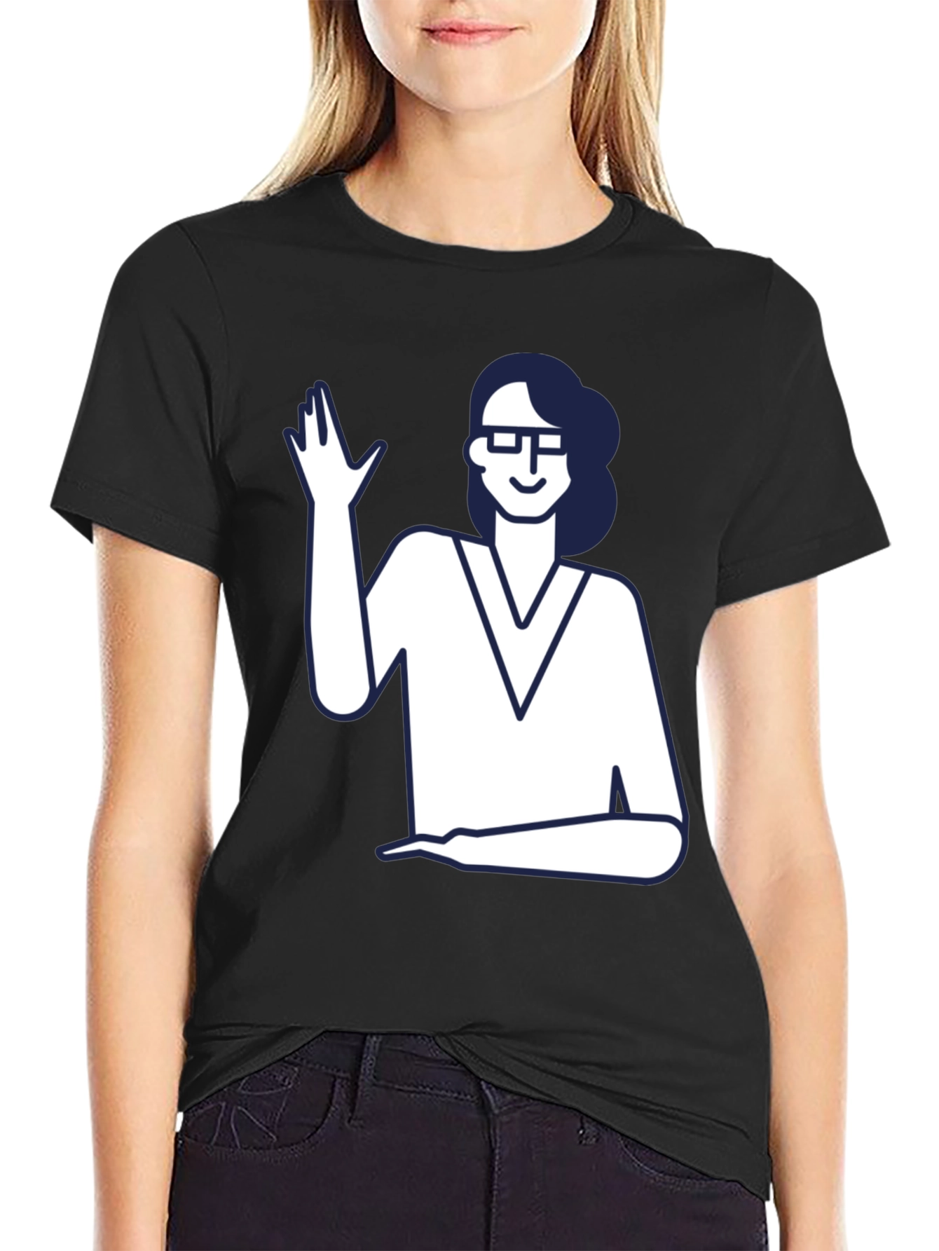 Nerdy Waving Woman Graphic Tee