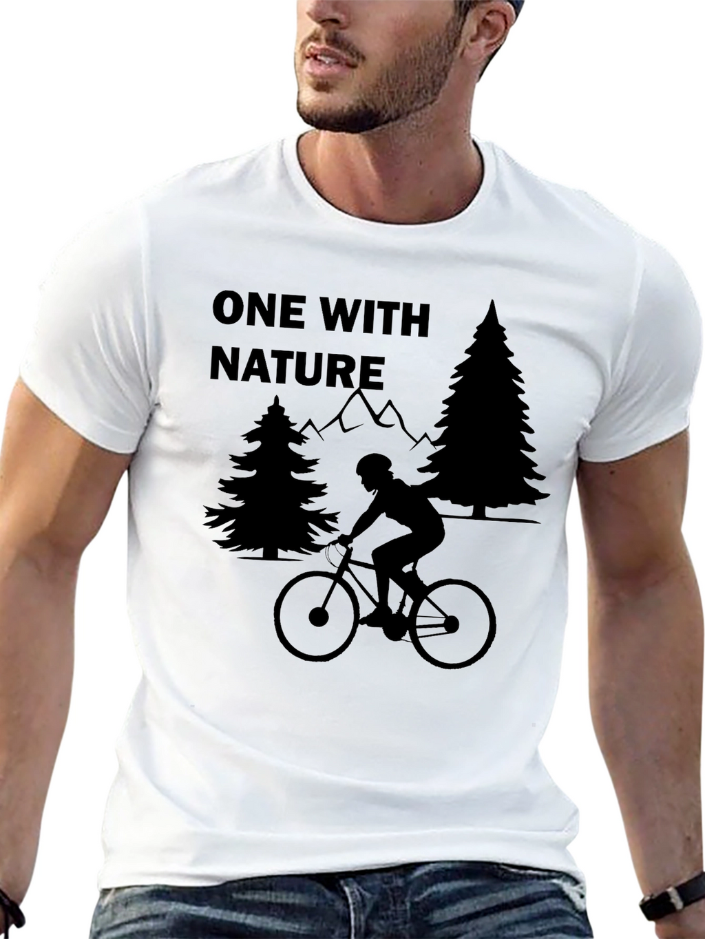 One With Nature Mountain Biking T-Shirt