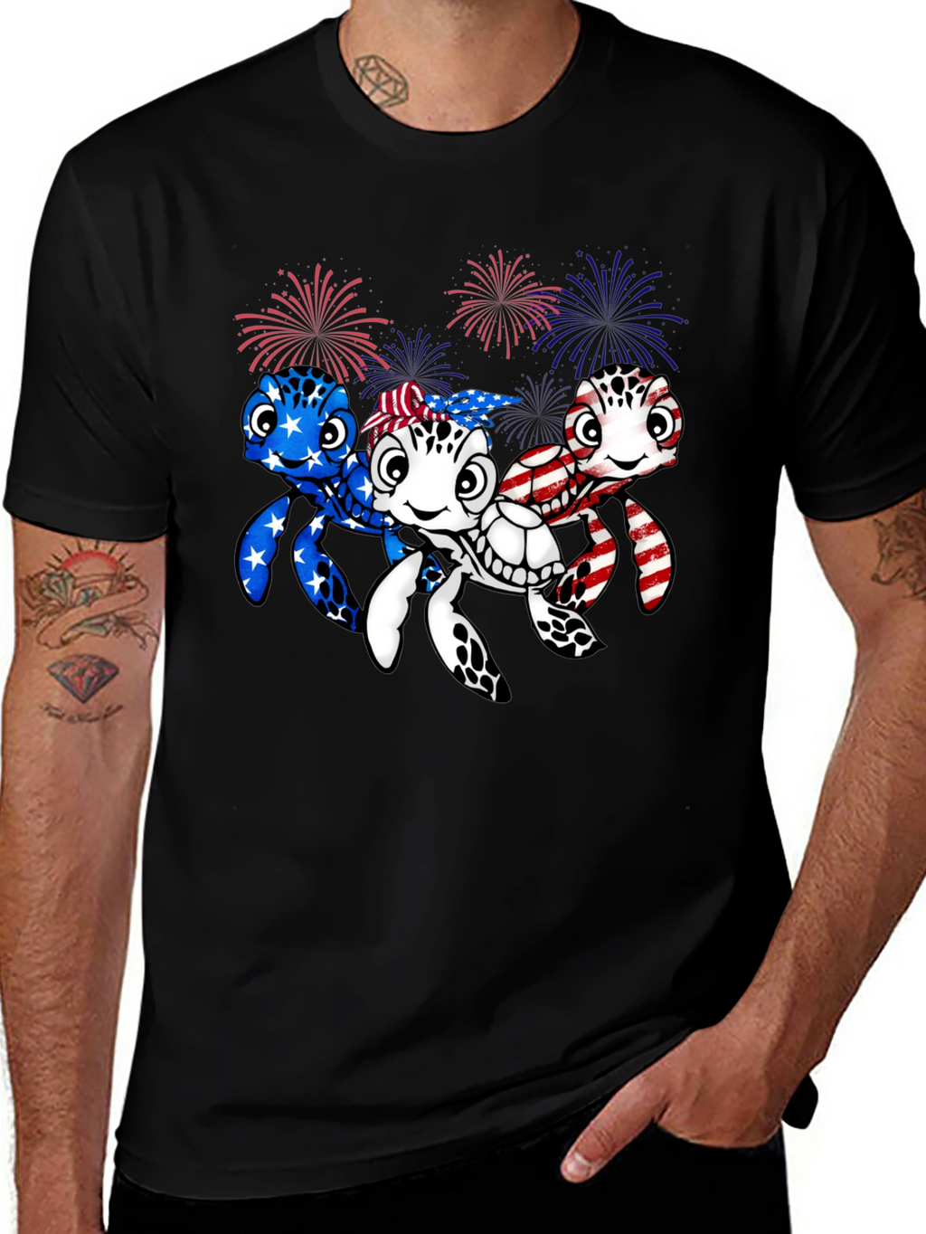 Patriotic Turtle Graphic Tee - USA Pride