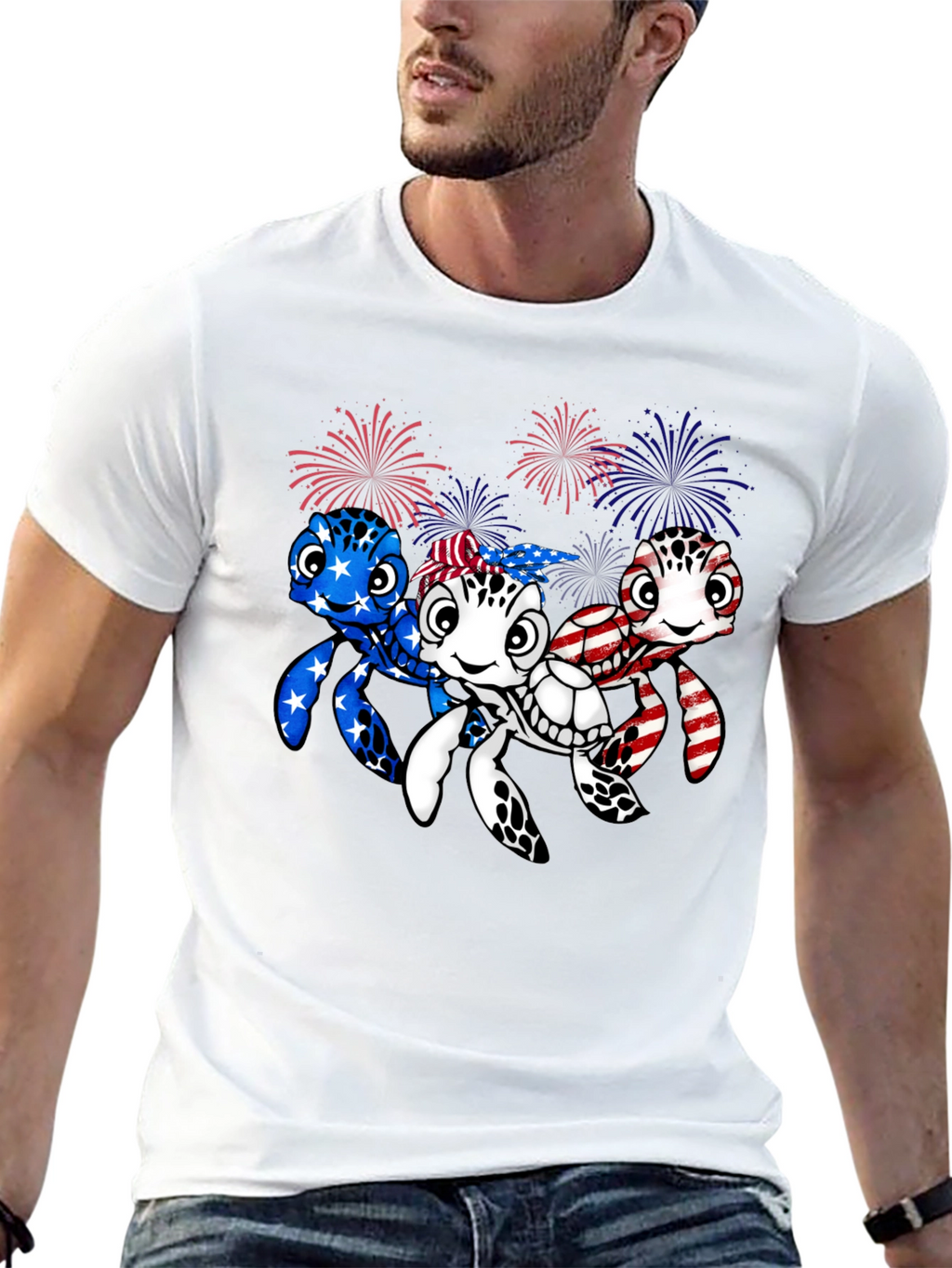 Patriotic Turtle Graphic Tee - USA Pride