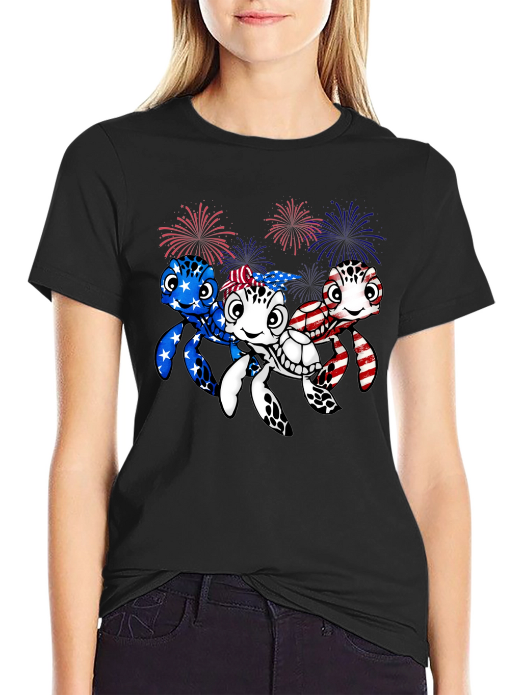 Patriotic Turtle Graphic Tee - USA Pride