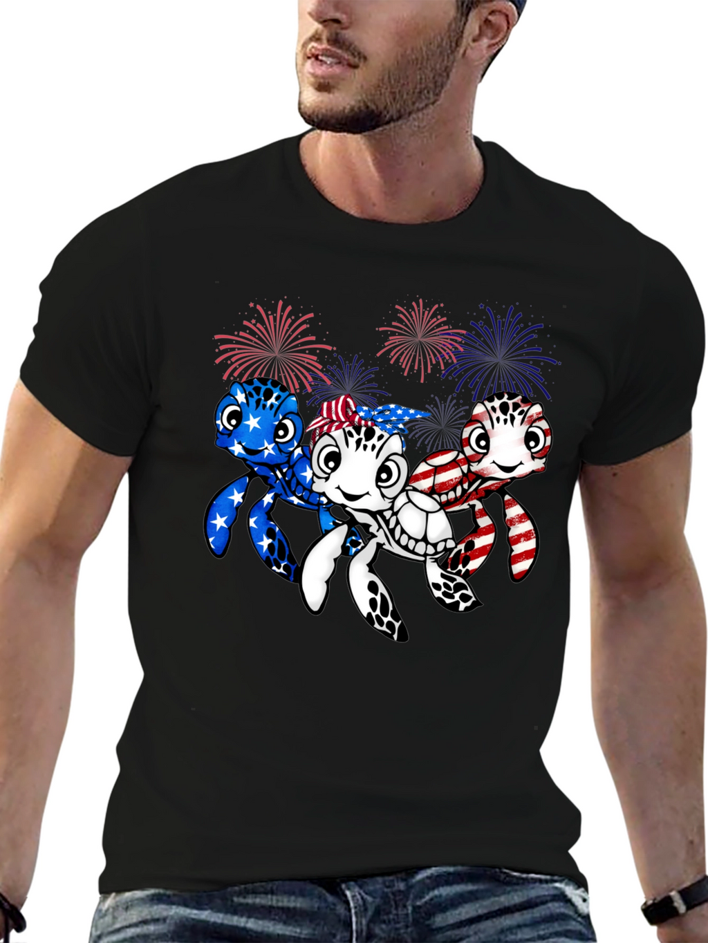Patriotic Turtle Graphic Tee - USA Pride