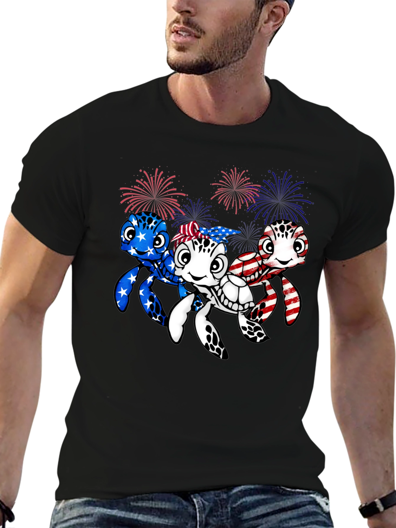 Patriotic Turtle Graphic Tee - USA Pride