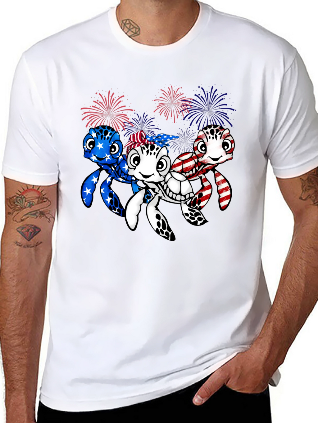 Patriotic Turtle Graphic Tee - USA Pride