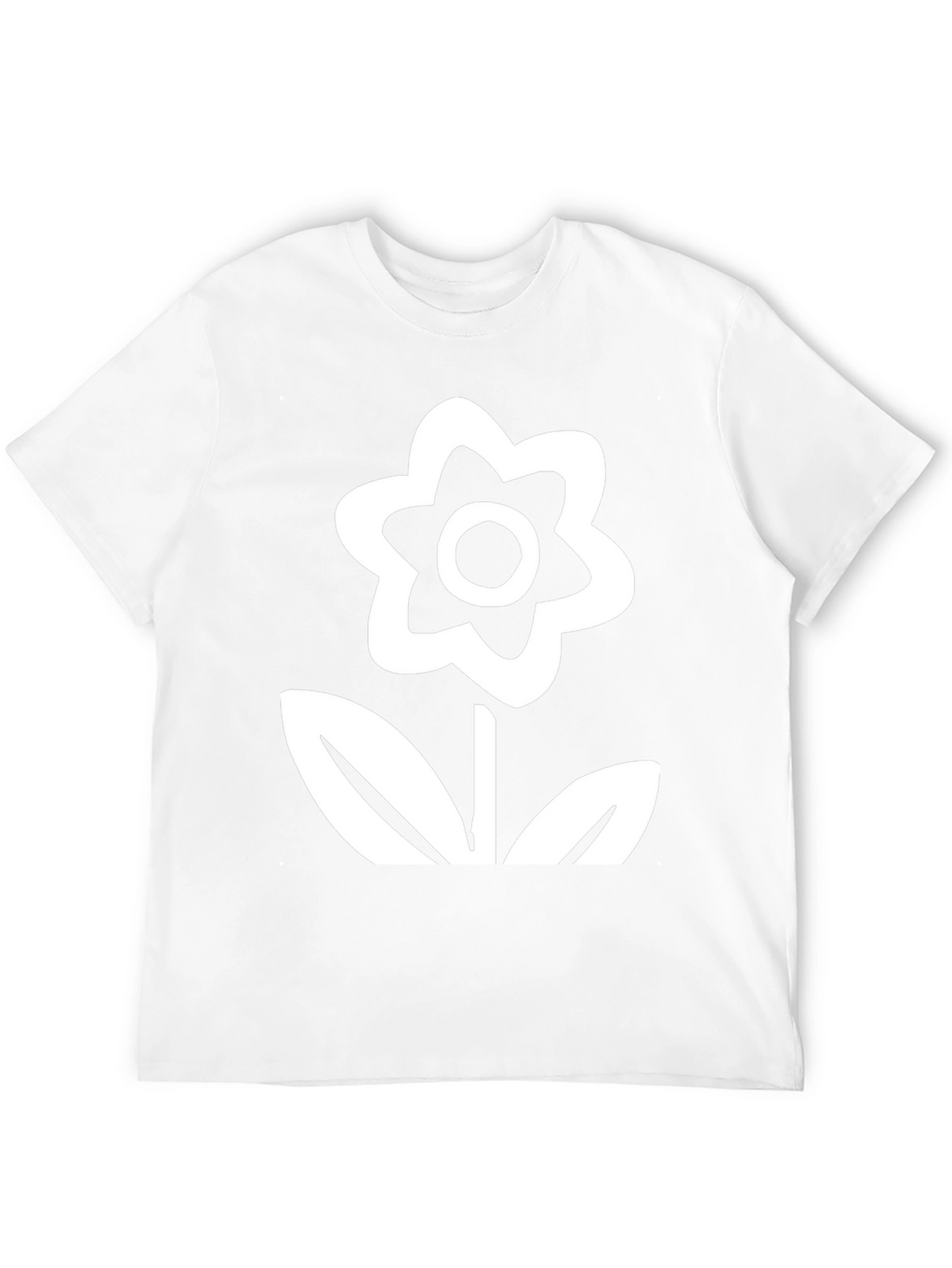 Black T-Shirt with White Flower Graphic