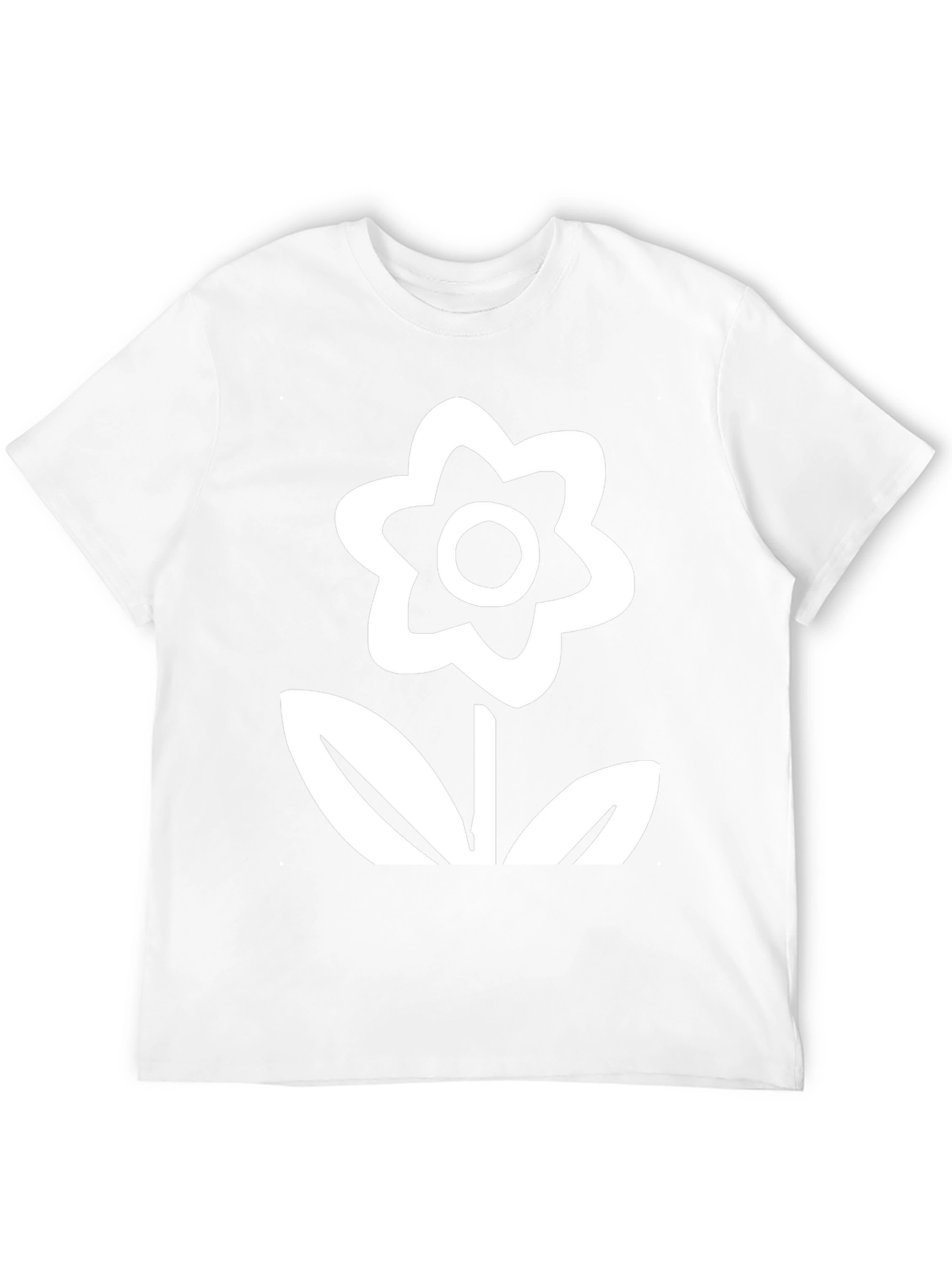 Black T-Shirt with White Flower Graphic