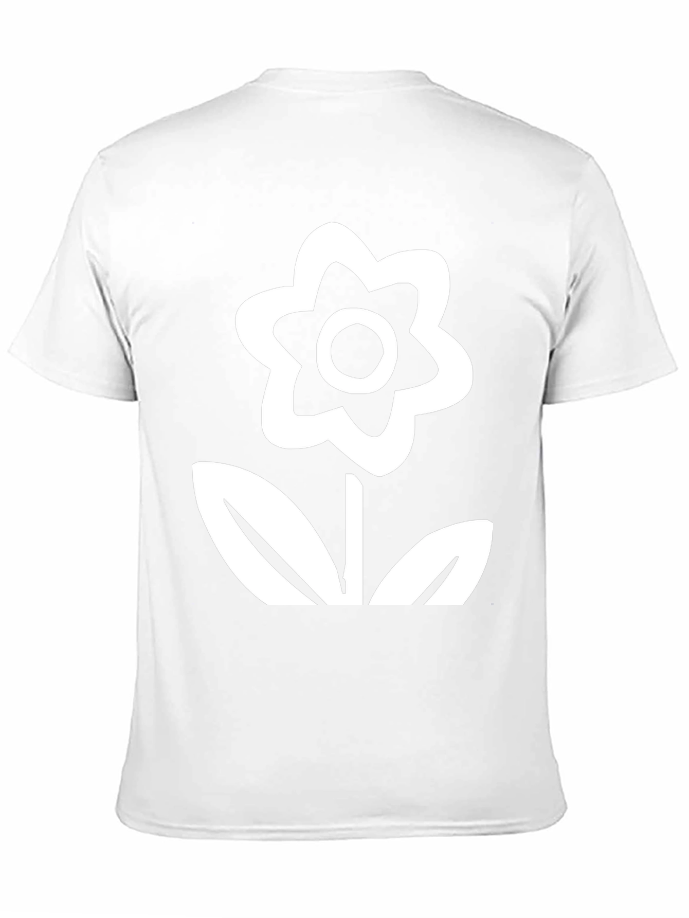 Black T-Shirt with White Flower Graphic