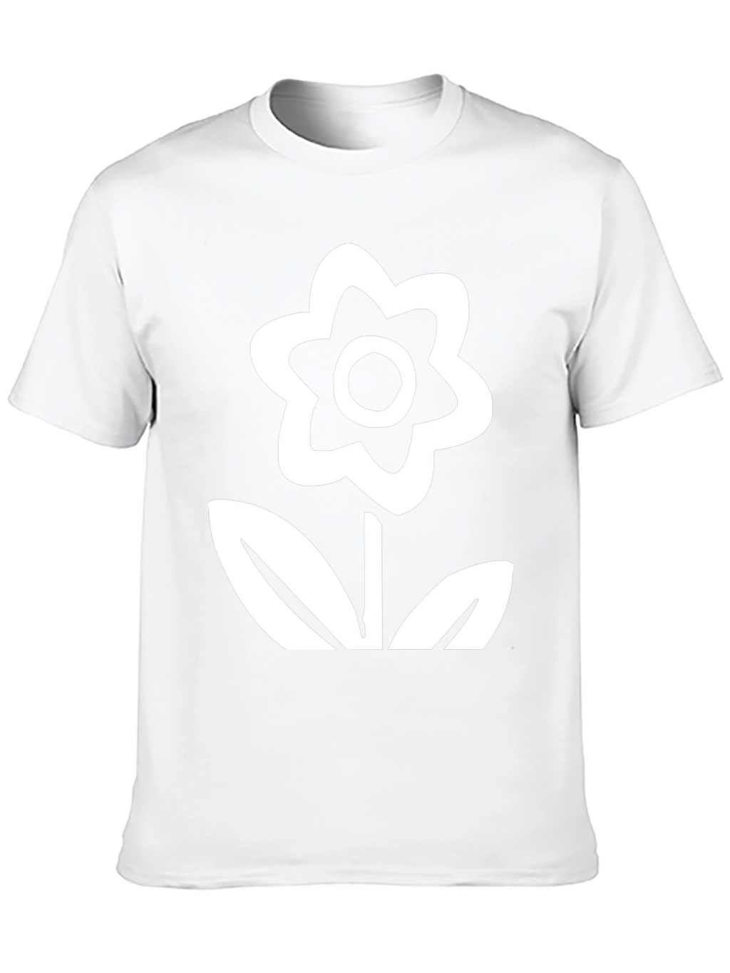 Black T-Shirt with White Flower Graphic