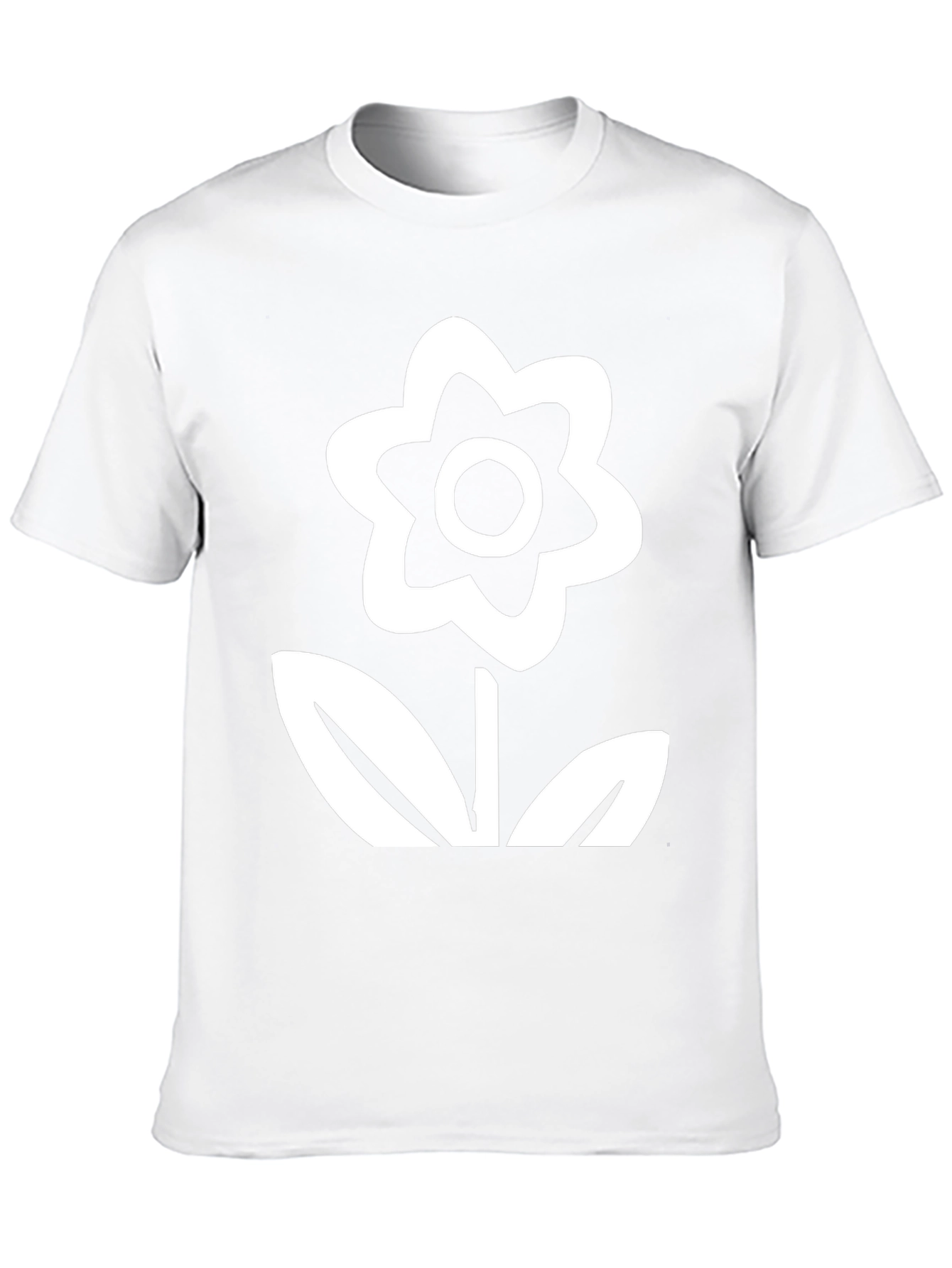 Black T-Shirt with White Flower Graphic