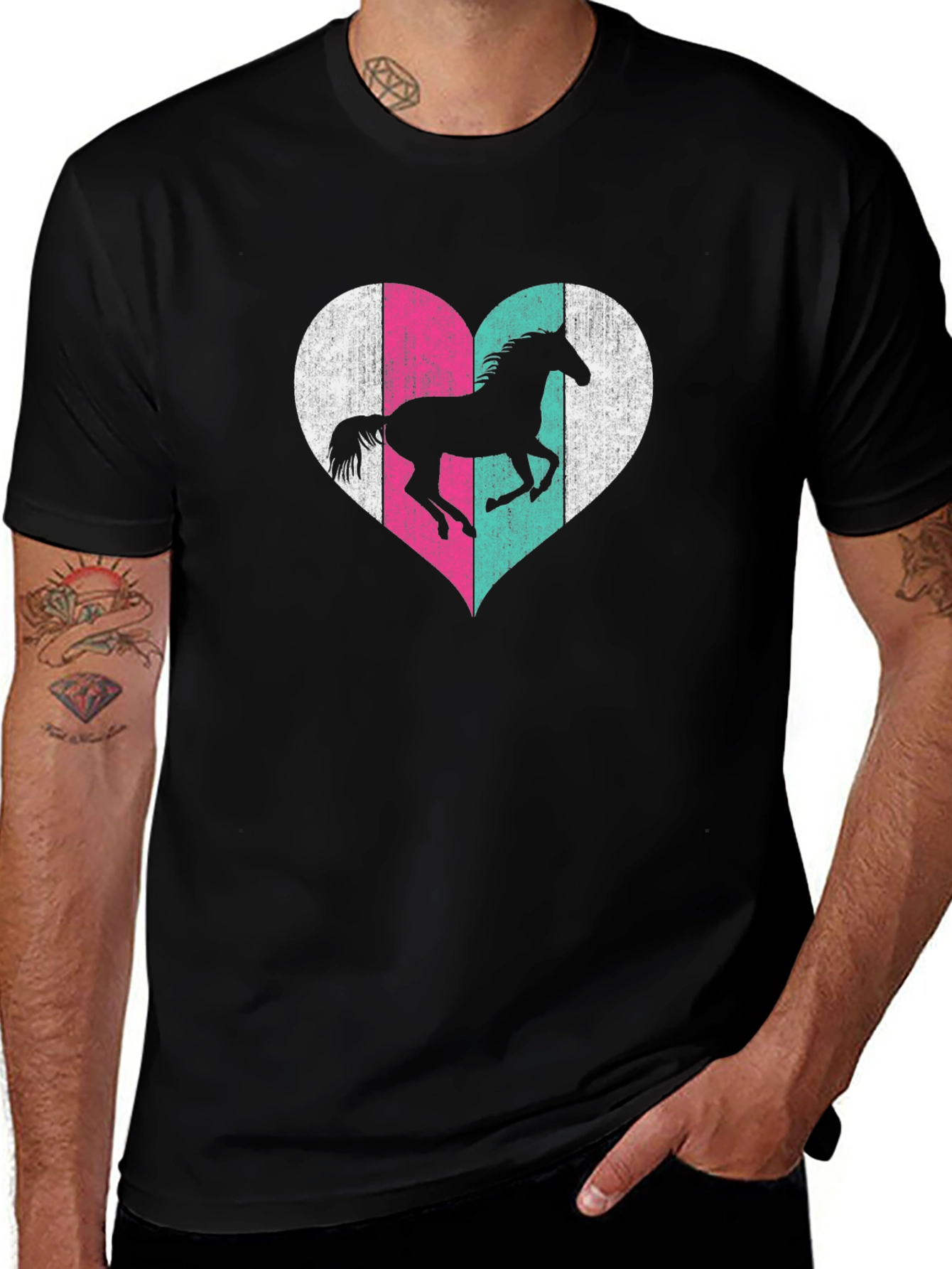 Horse Heart Graphic Tee - Black