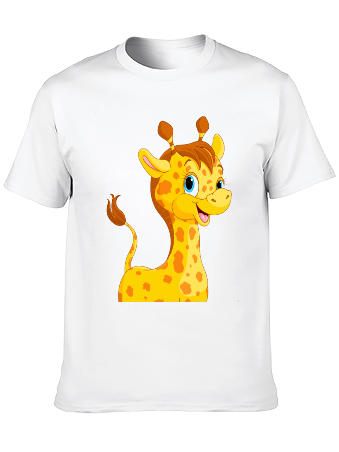 Cute Giraffe Cartoon Black T-Shirt