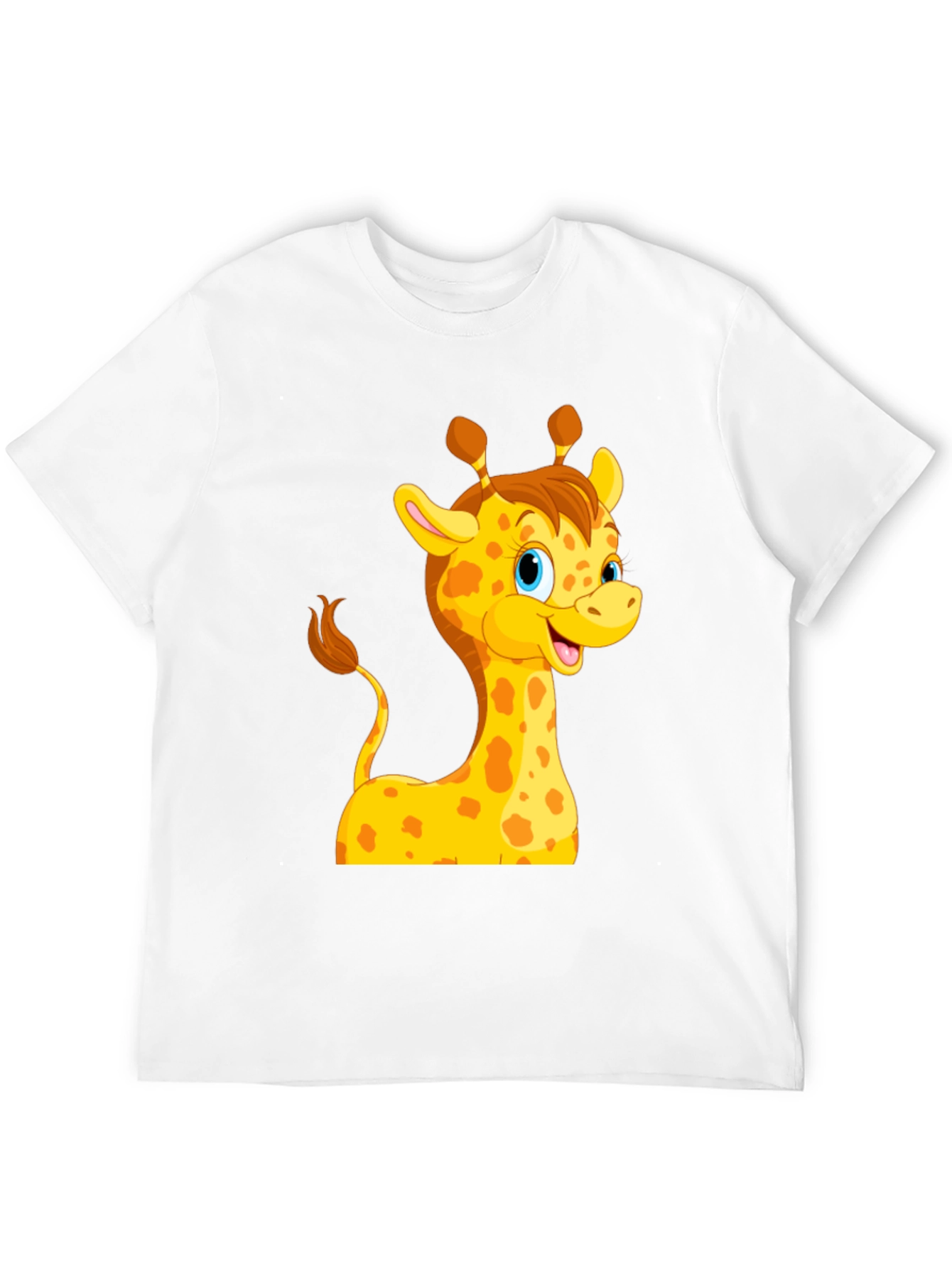 Cute Giraffe Cartoon Black T-Shirt