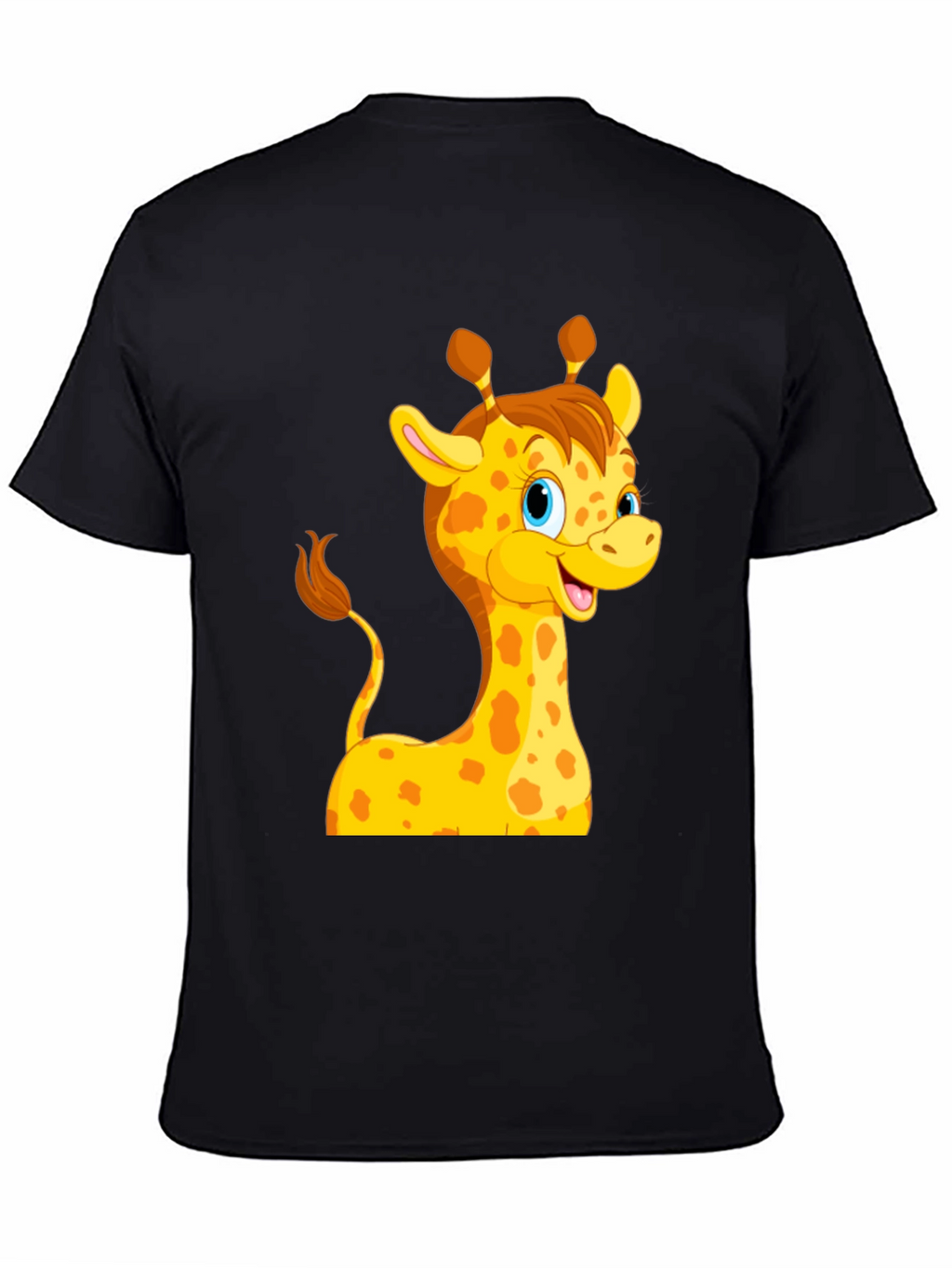 Cute Giraffe Cartoon Black T-Shirt