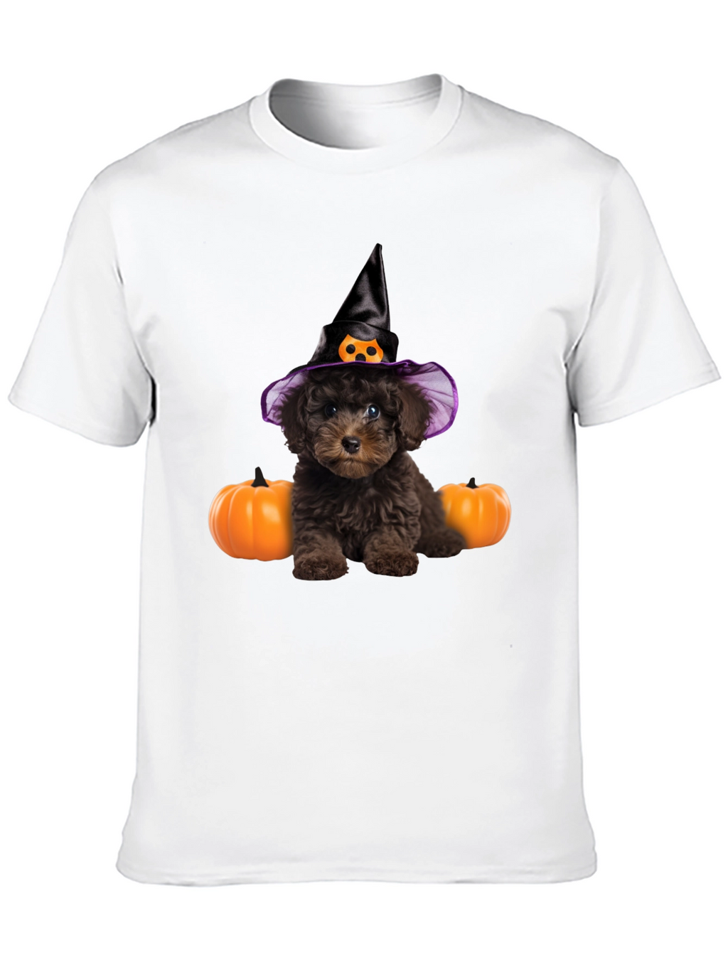 Halloween Dog T-Shirt Witch Hat Pumpkin Cute