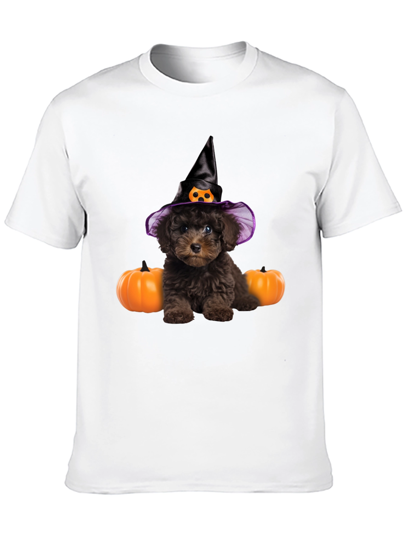 Halloween Dog T-Shirt Witch Hat Pumpkin Cute