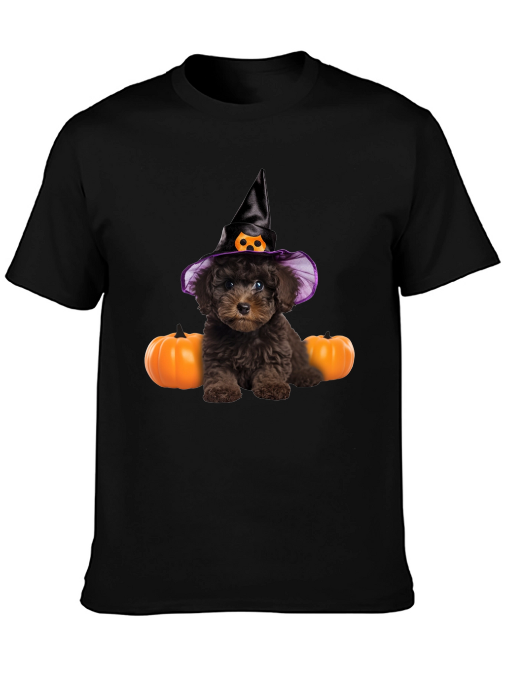 Halloween Dog T-Shirt Witch Hat Pumpkin Cute