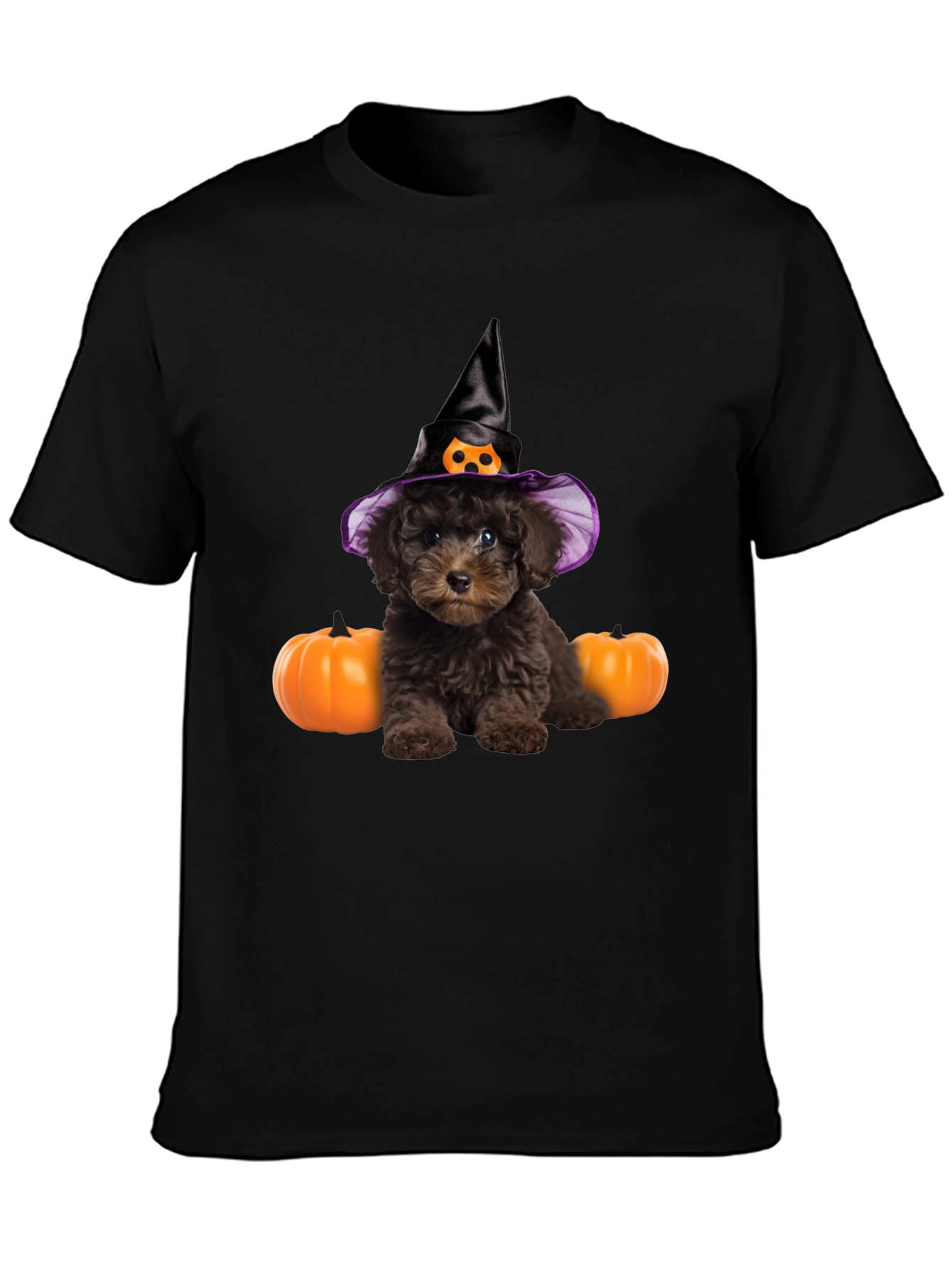 Halloween Dog T-Shirt Witch Hat Pumpkin Cute