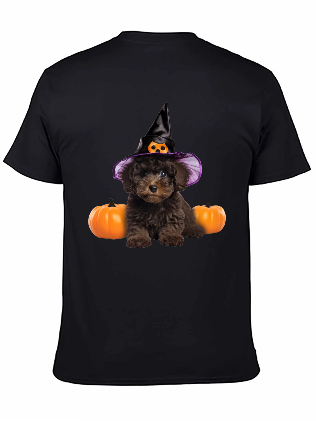 Halloween Dog T-Shirt Witch Hat Pumpkin Cute