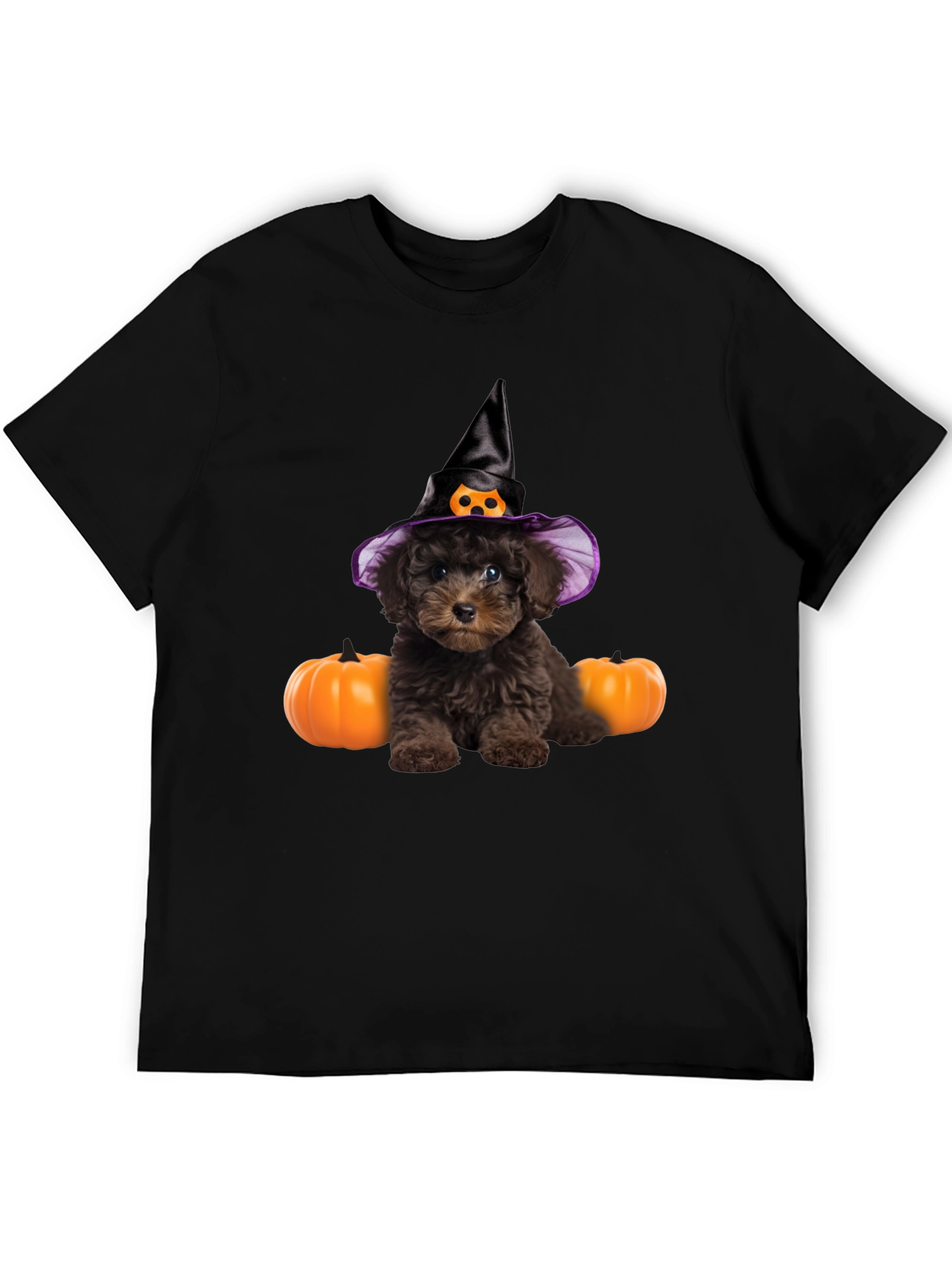 Halloween Dog T-Shirt Witch Hat Pumpkin Cute