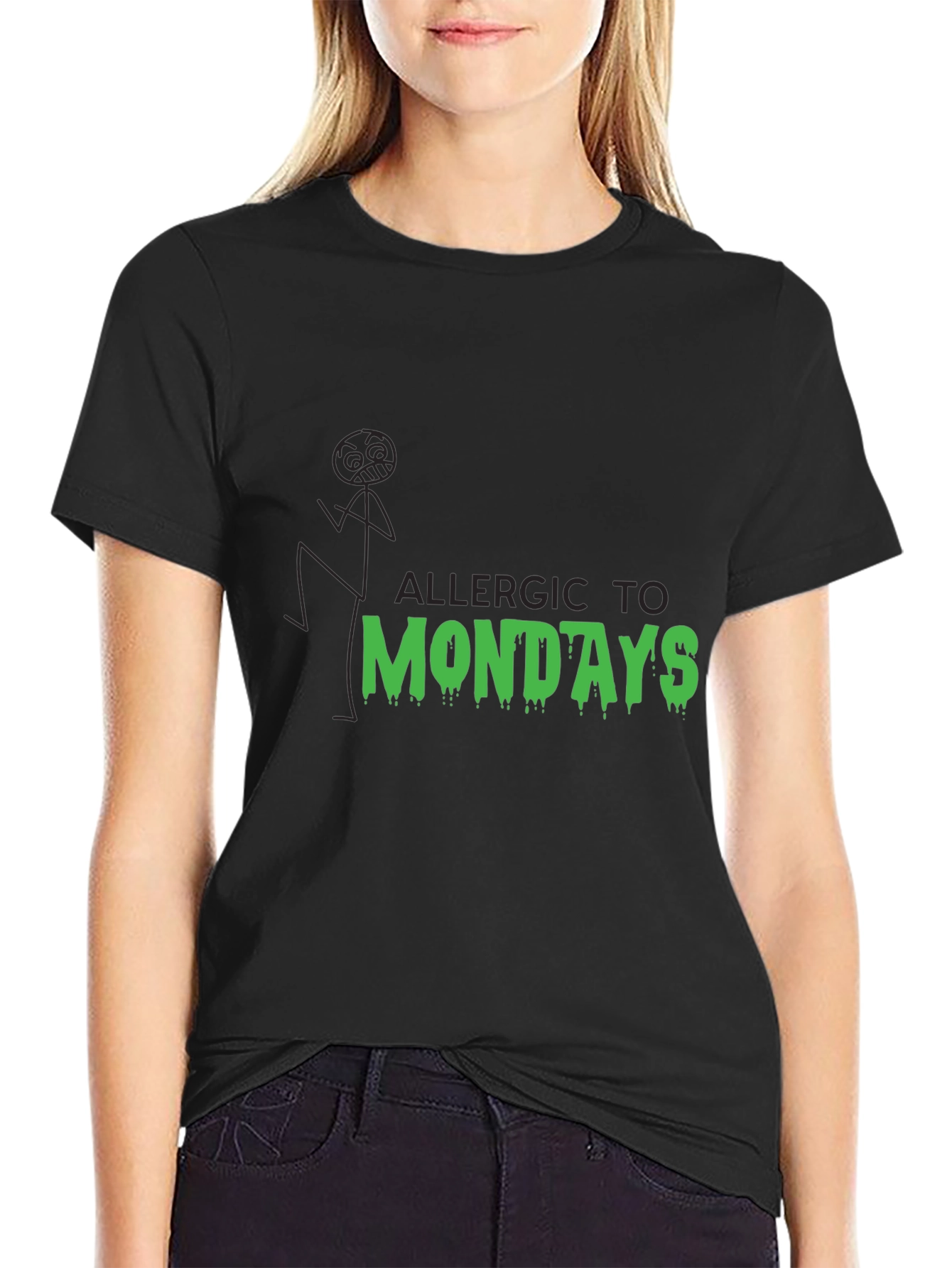 Allergic to Mondays Graphic Tee - Black Cotton Blend