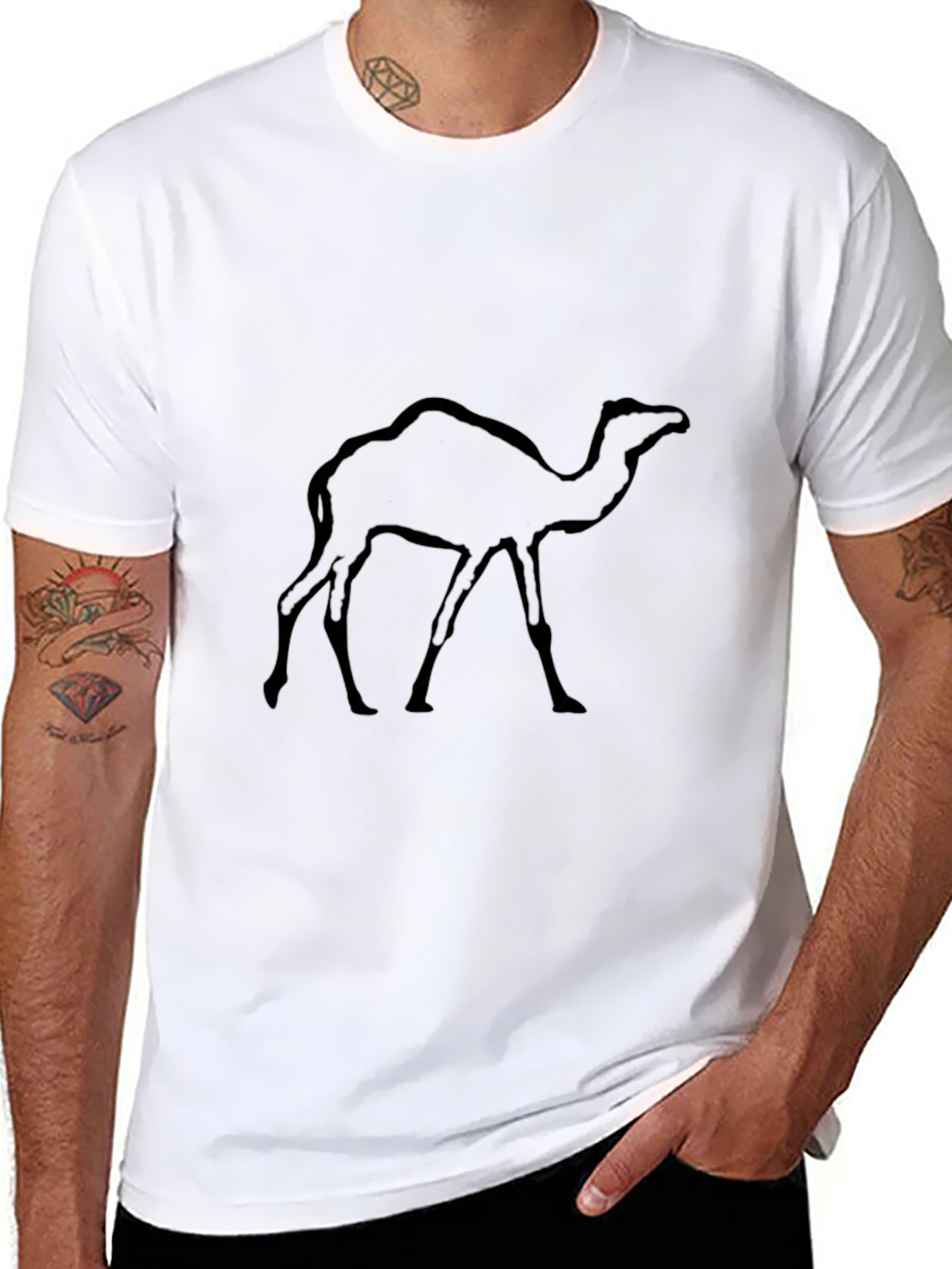 Mens Black Camel Graphic T-Shirt
