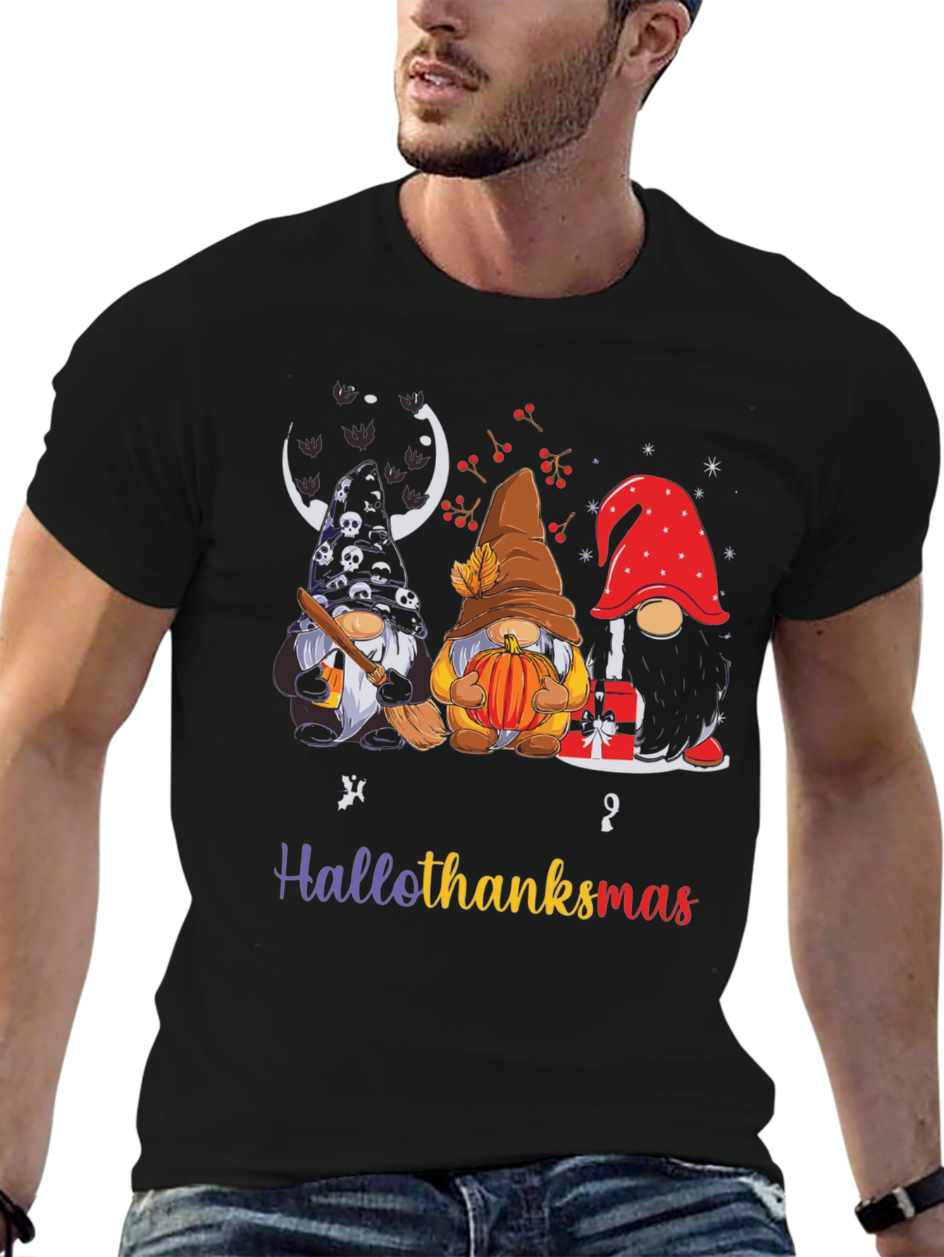 HalloThanksmas Gnomes Holiday T-Shirt