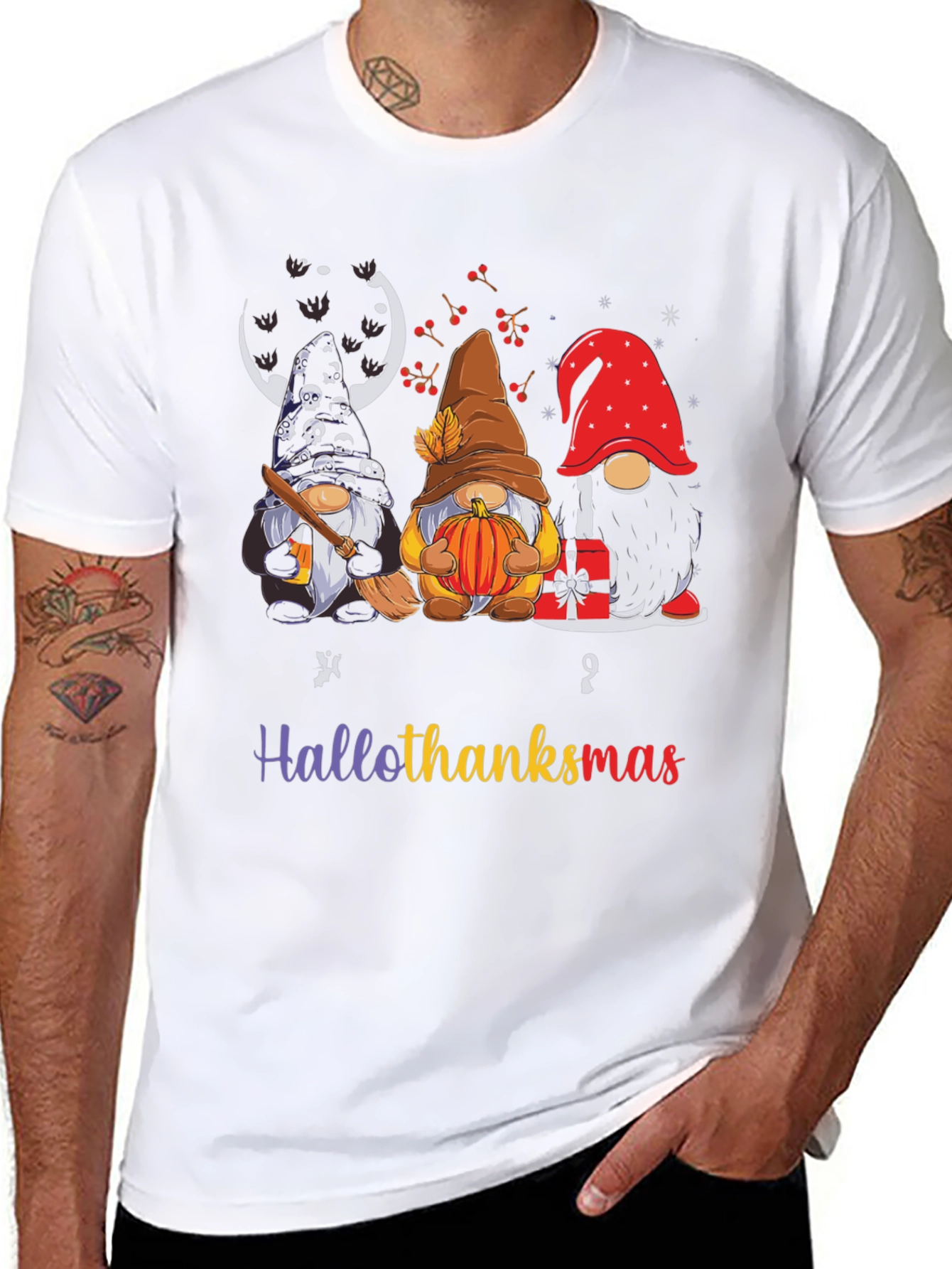 HalloThanksmas Gnomes Holiday T-Shirt