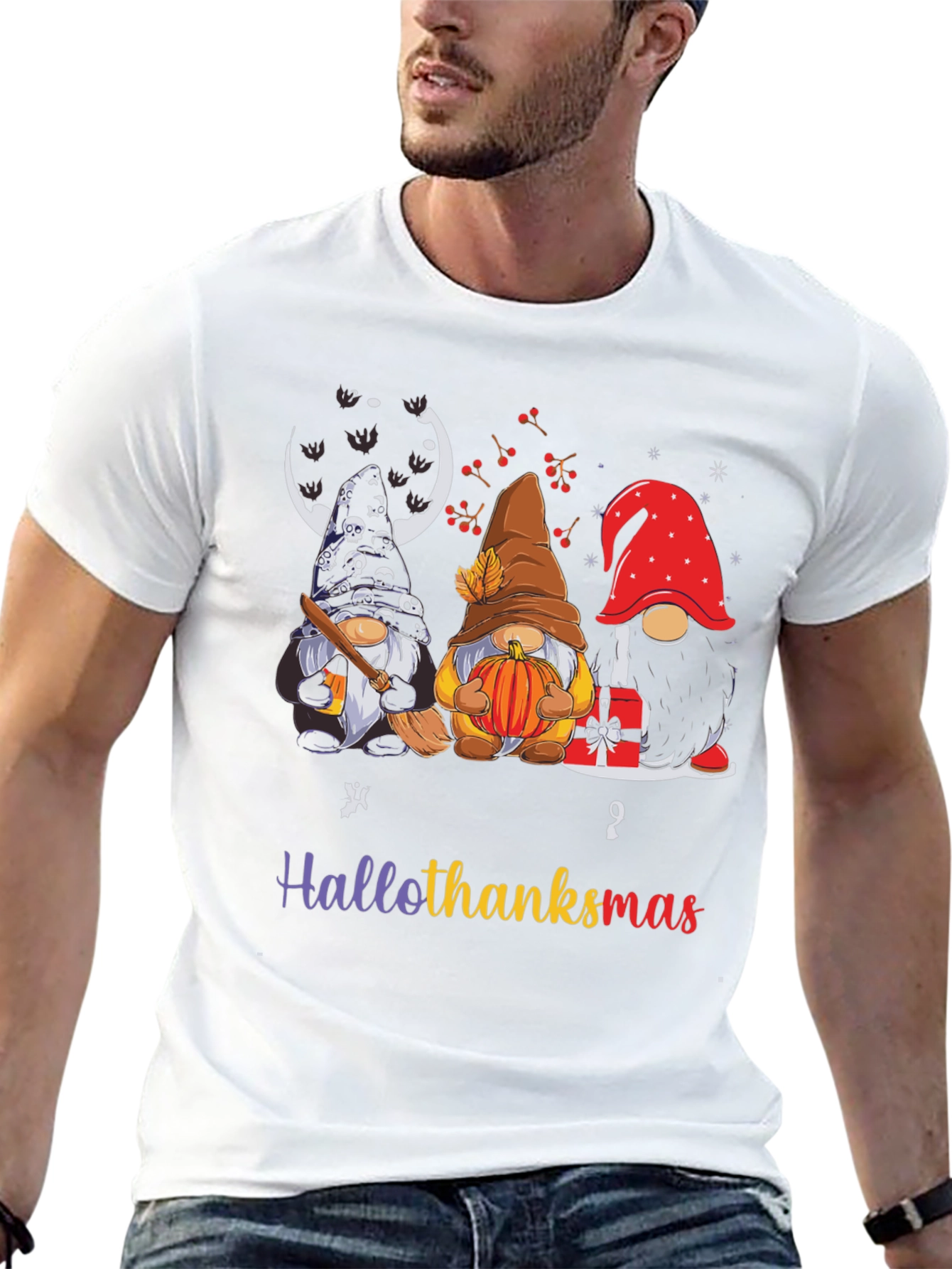 HalloThanksmas Gnomes Holiday T-Shirt