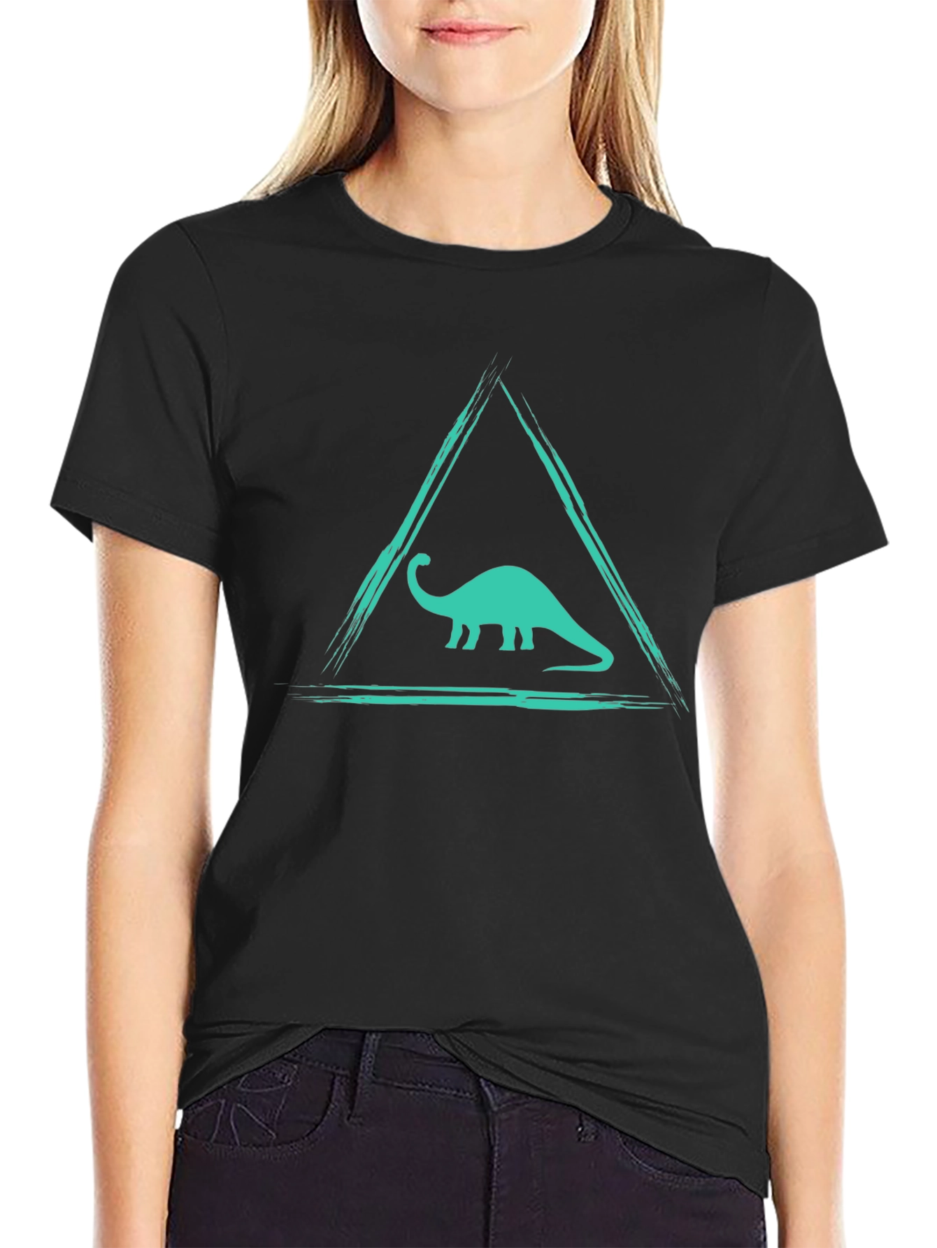 Dino Triangle Tee - Black Graphic T-Shirt