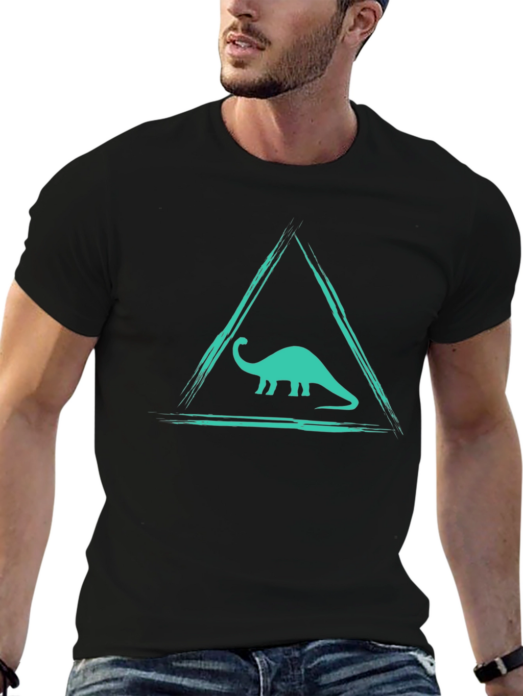 Dino Triangle Tee - Black Graphic T-Shirt