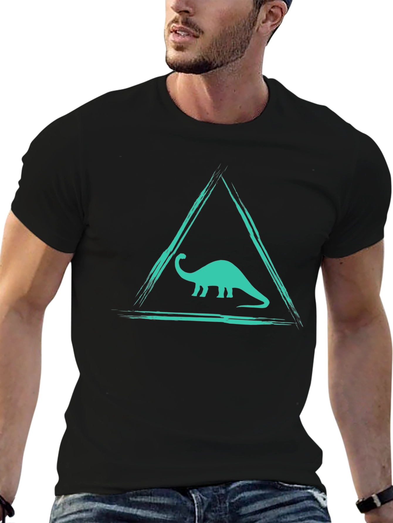 Dino Triangle Tee - Black Graphic T-Shirt