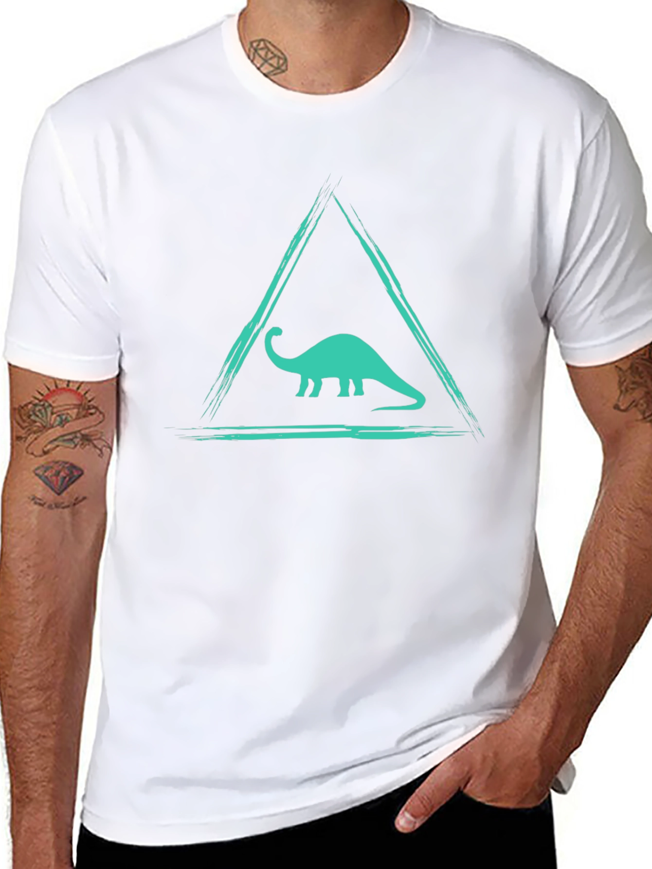 Dino Triangle Tee - Black Graphic T-Shirt