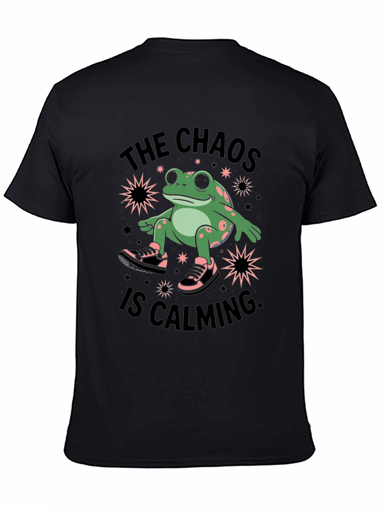 Chaos Calming Frog Graphic Tee - Black